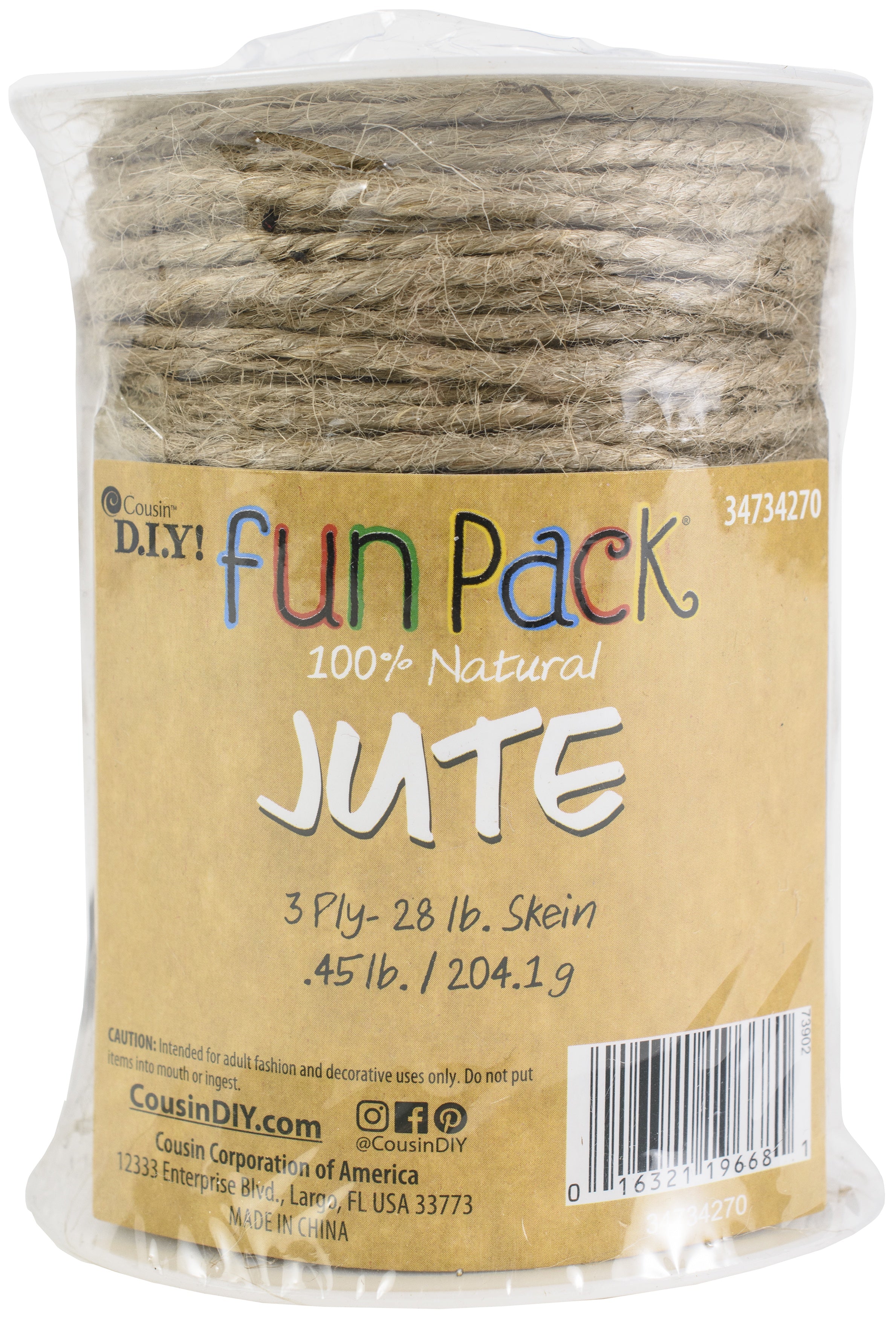Jute Cord 3ply 28lb Natural