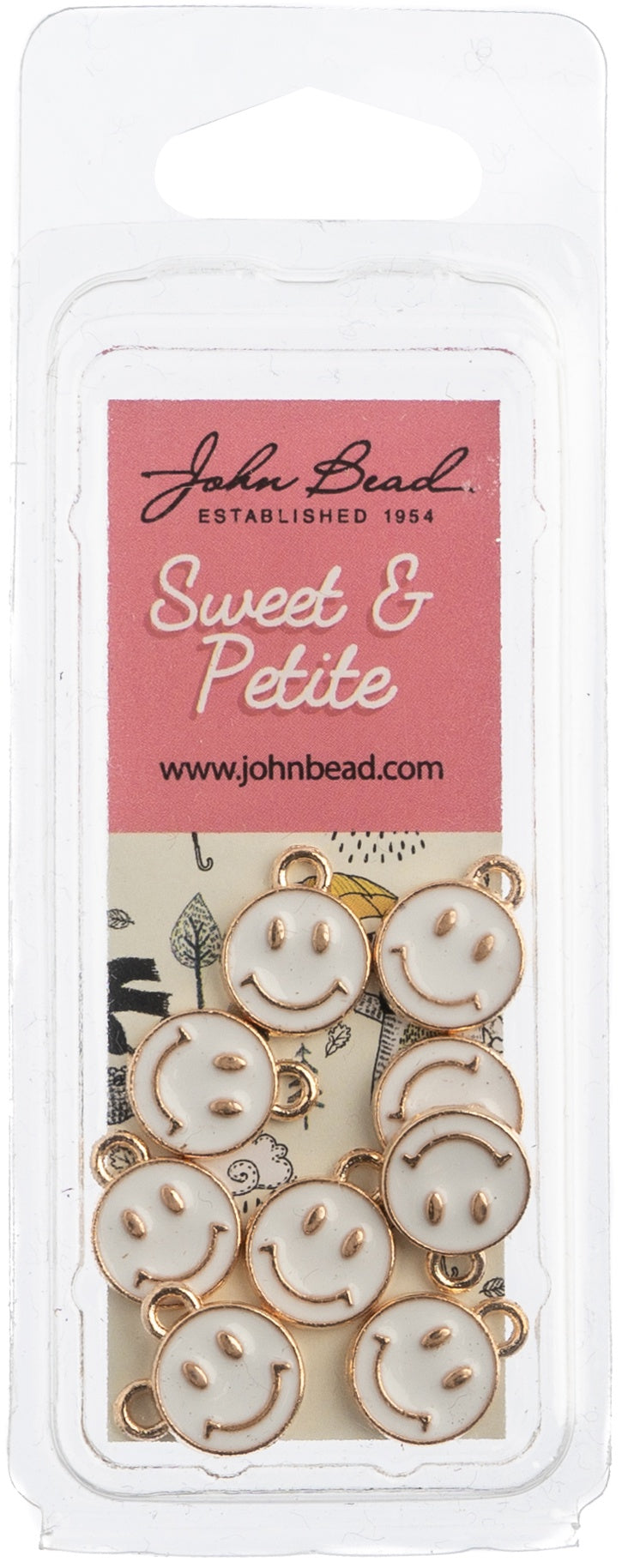 Sweet & Petite Charms  Happy Face White, 10x13mm 10/Pkg