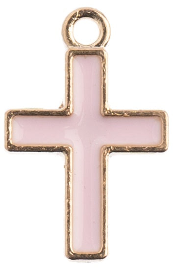 Sweet & Petite Charms  Cross Pink, 17x11mm 10/Pkg