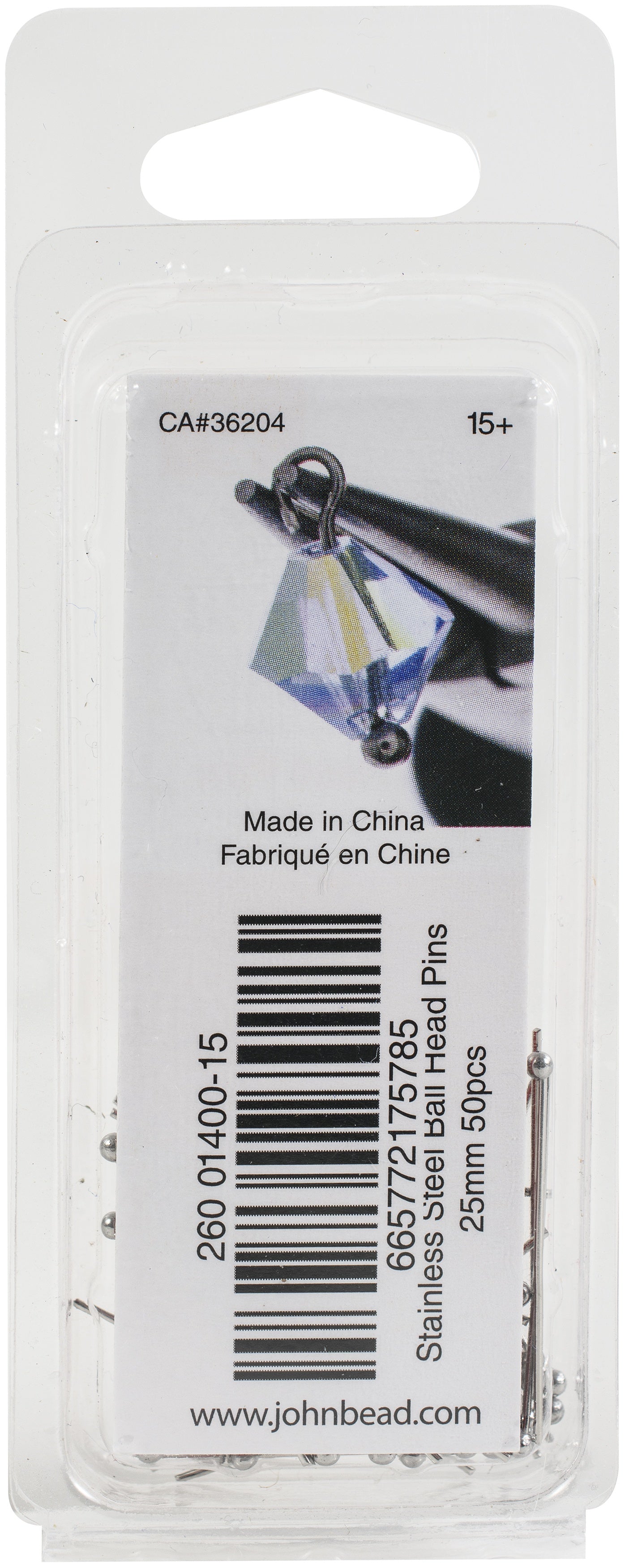 Stainless Steel Ball Head Pins 50/Pkg 25mm