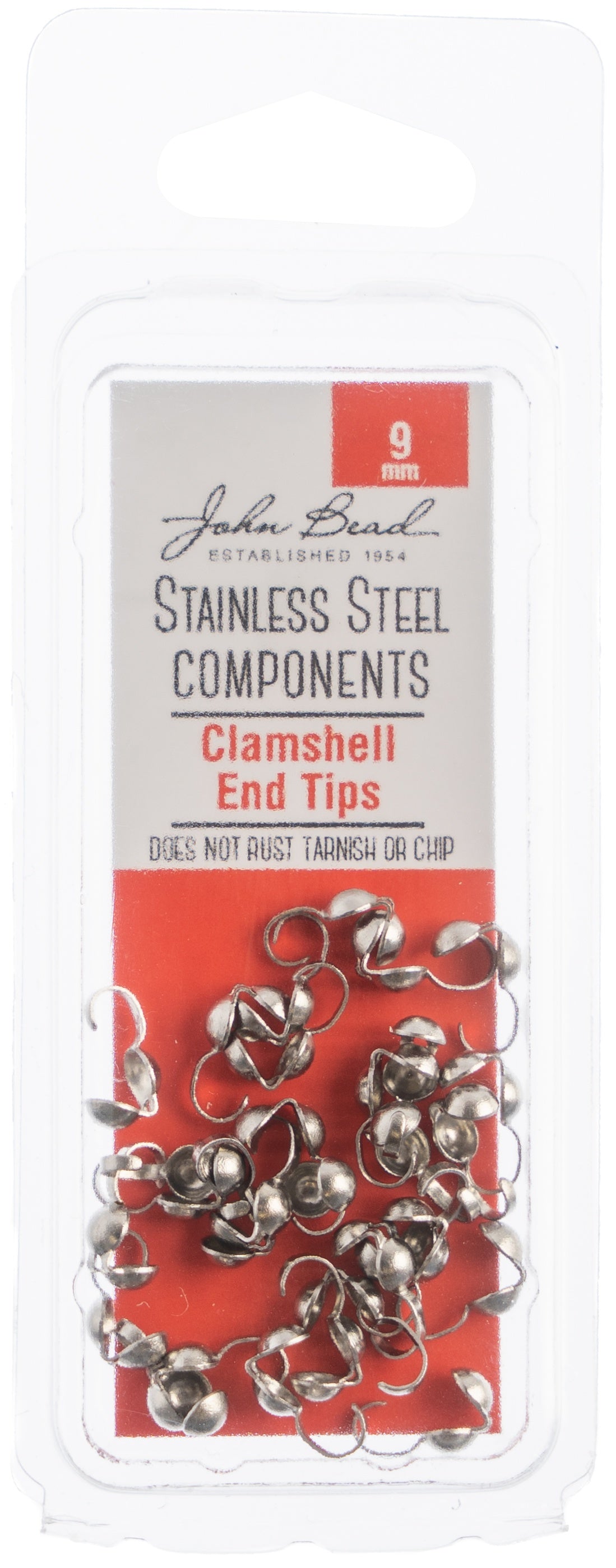 Stainless Steel Clamshell End Tip 30/Pkg 9mm