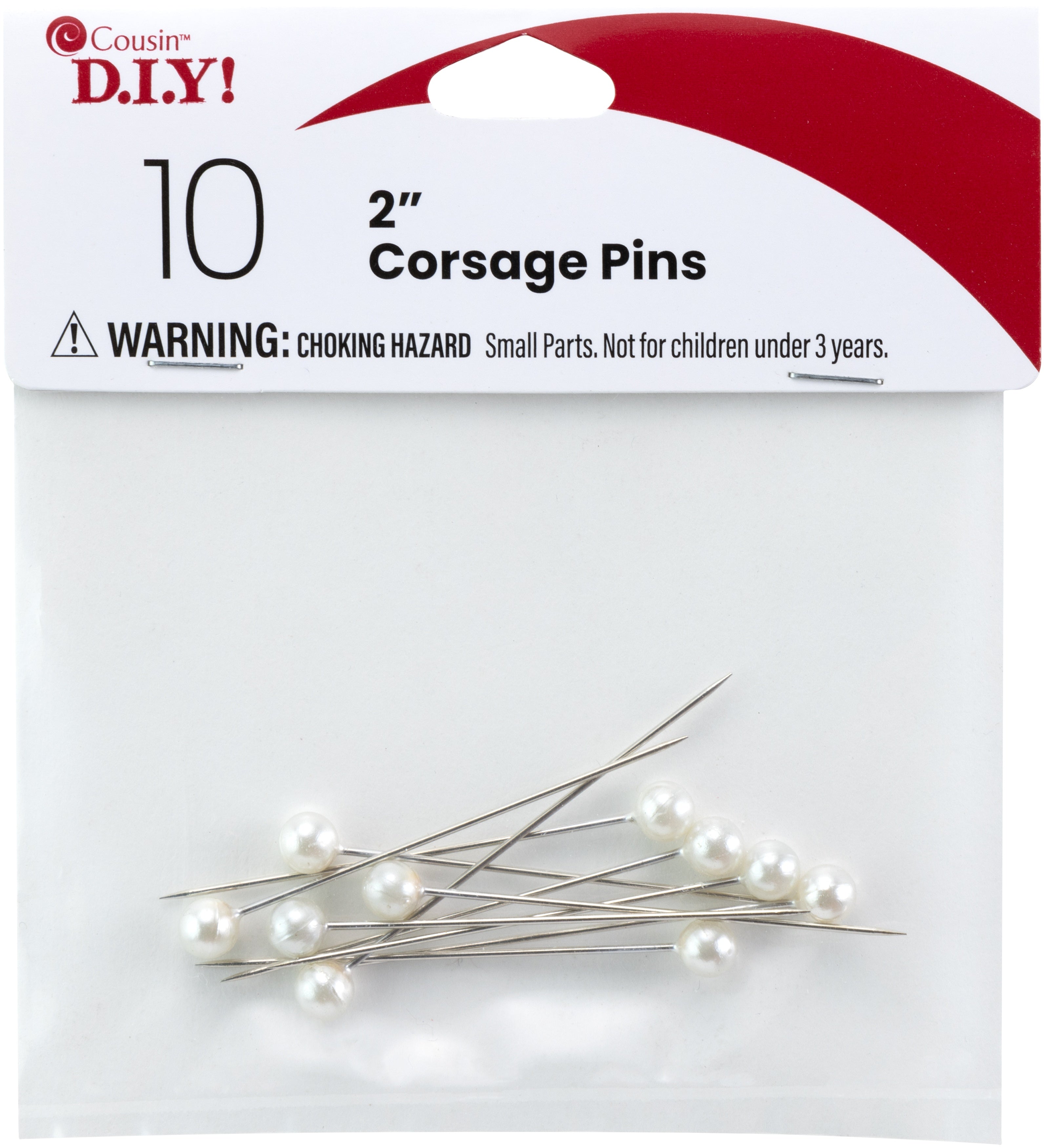 Corsage Pin 2" 10/Pkg Pearl White