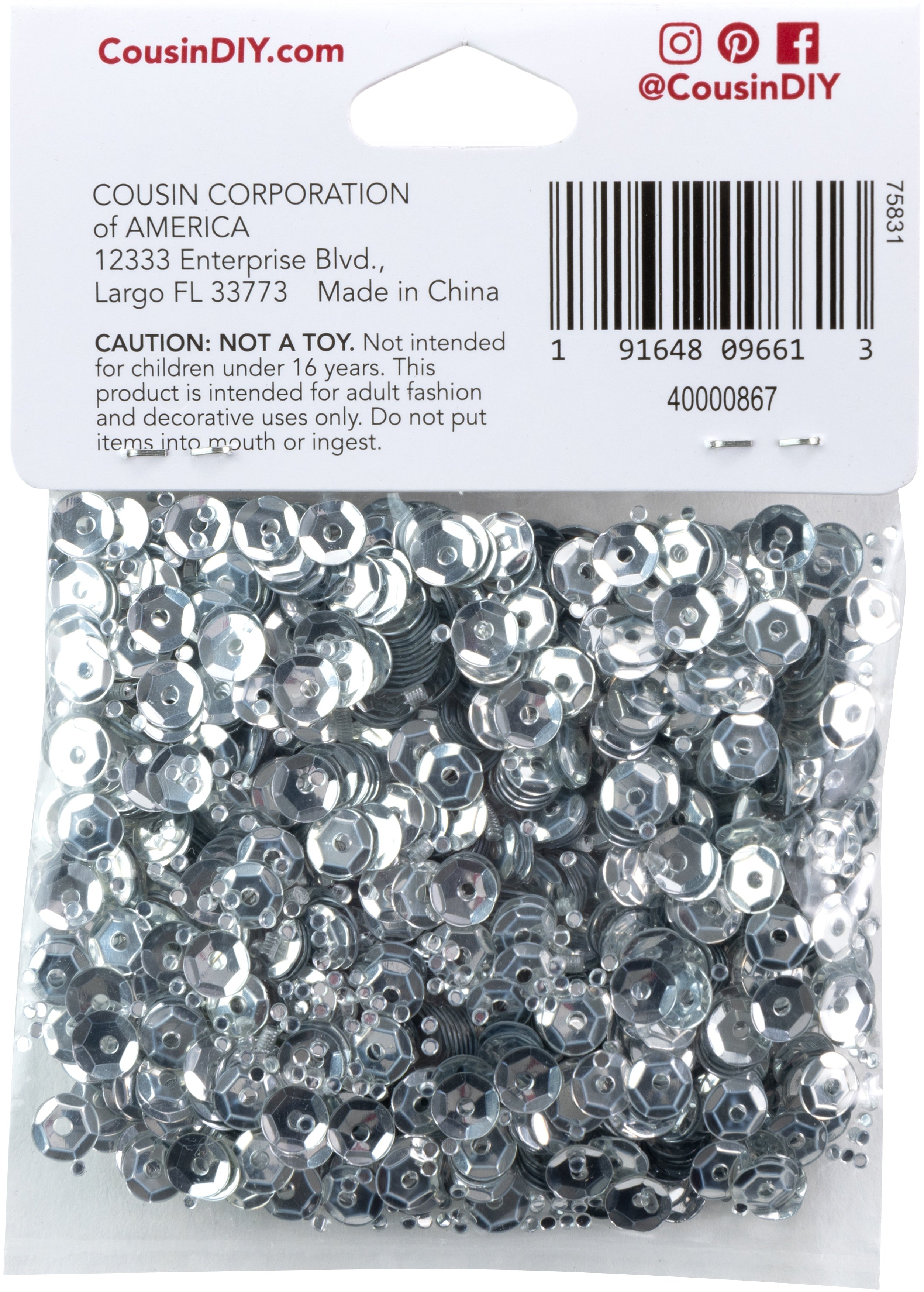 Cupped Sequins  Silver, 5mm 800/Pkg