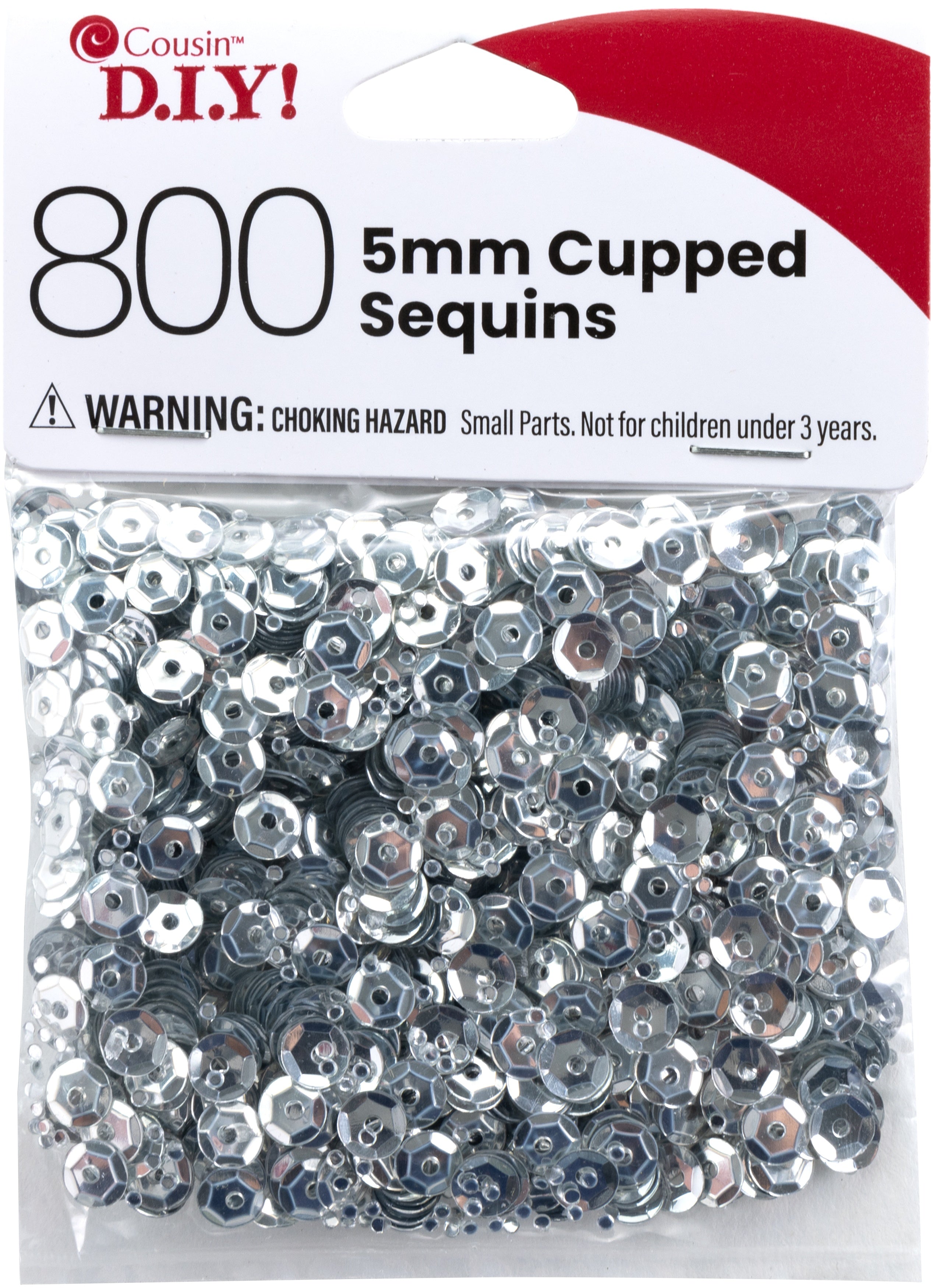 Cupped Sequins  Silver, 5mm 800/Pkg