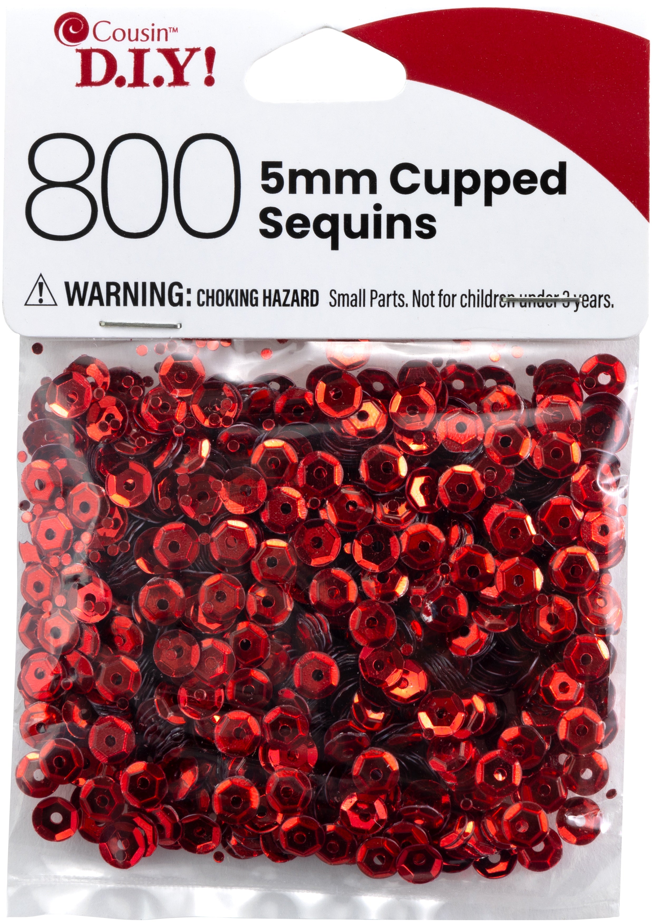Cupped Sequins  Red, 5mm 800/Pkg
