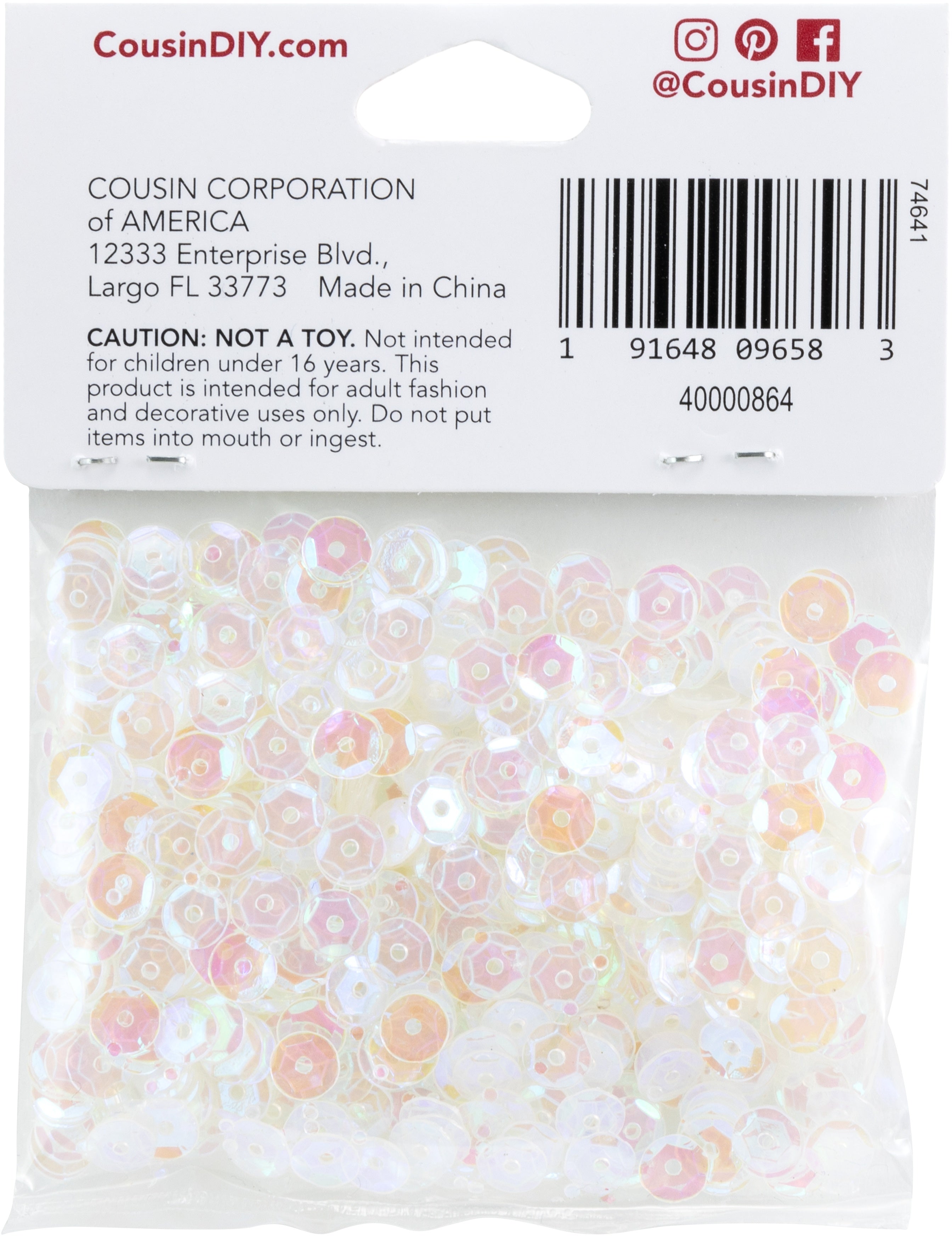Cupped Sequins  Crystal Iridescent, 5mm 800/Pkg