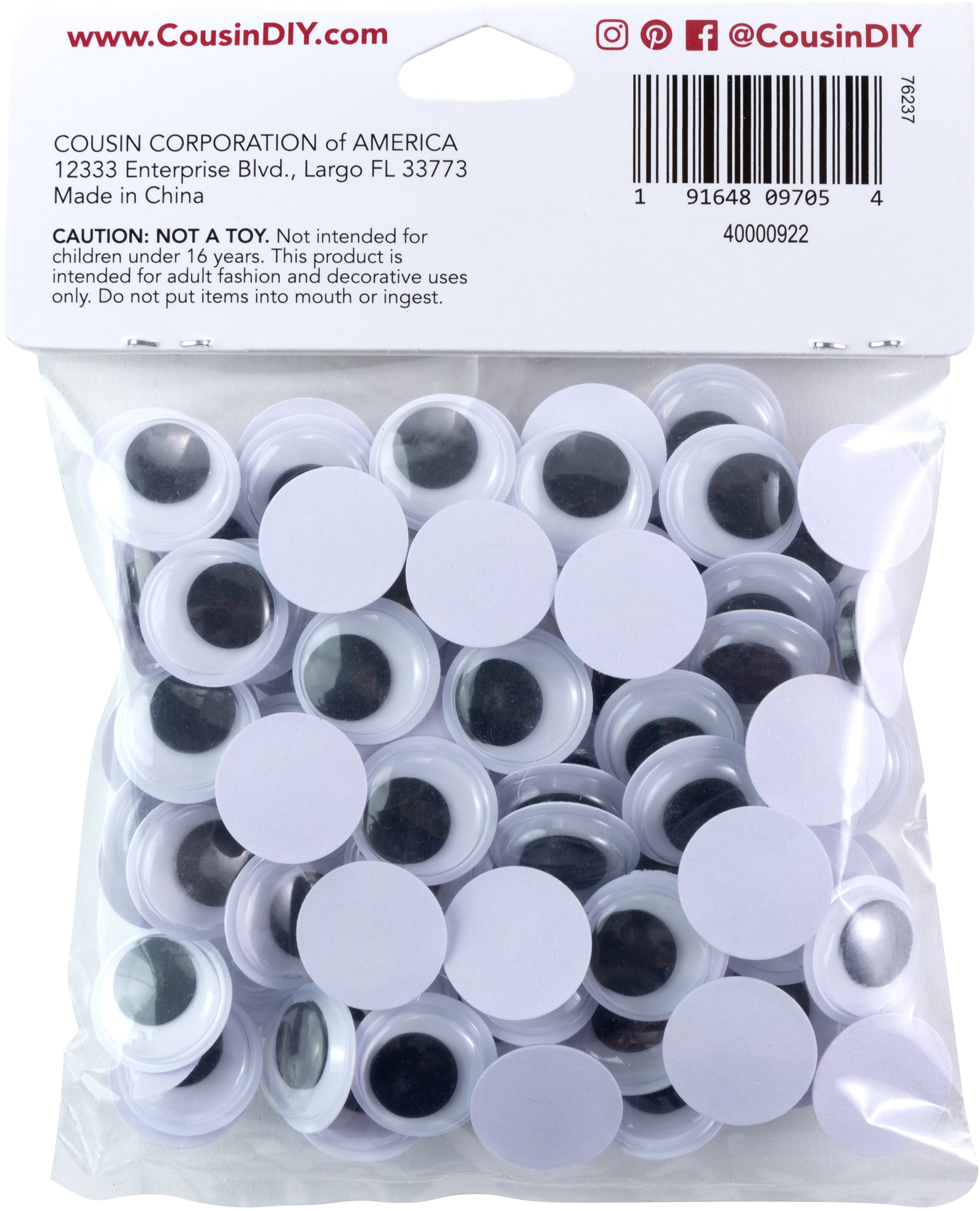 Paste-On Wiggle Eyes 15mm 96/Pkg Black