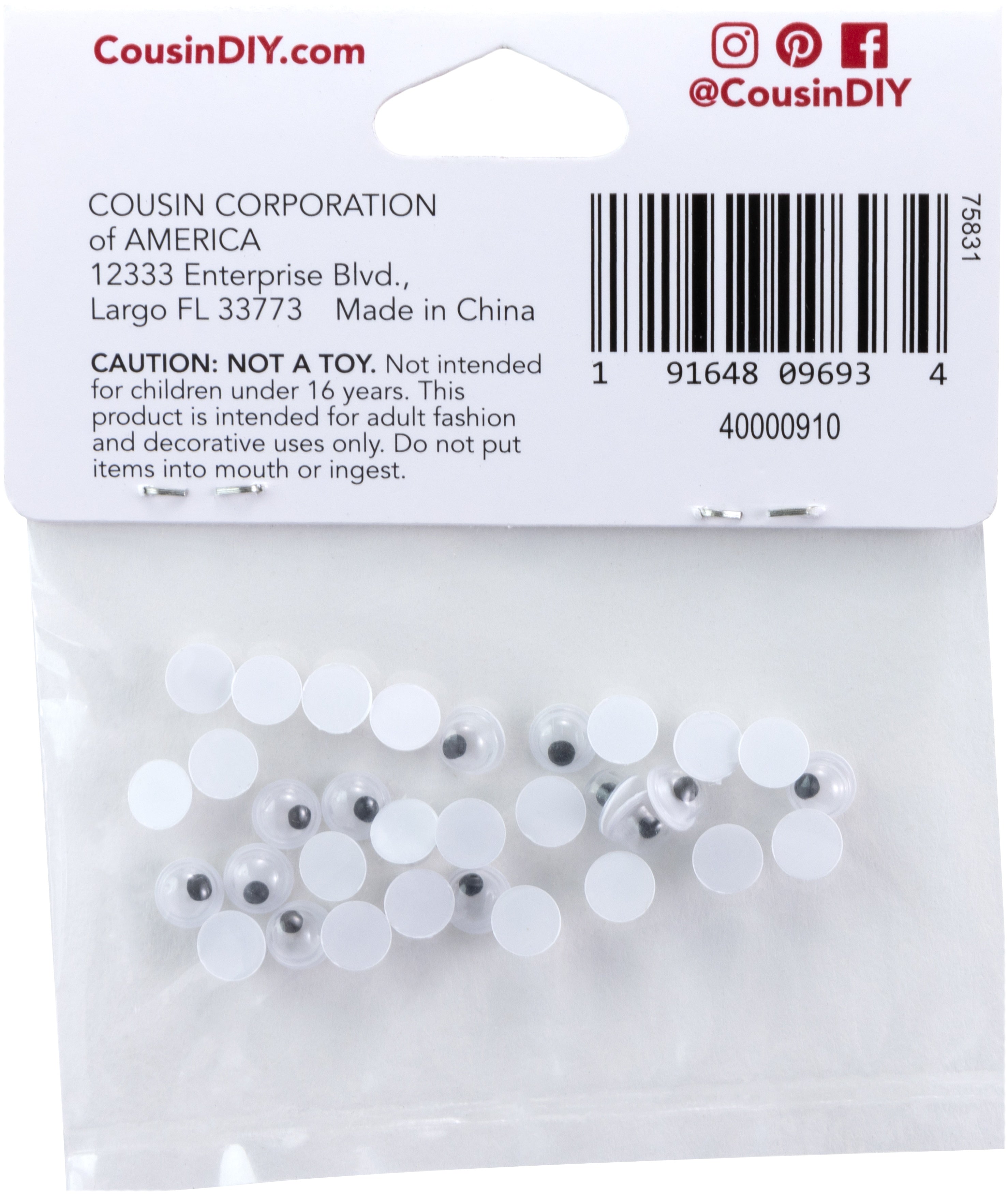 Paste-On Wiggle Eyes 5mm 30/Pkg Black