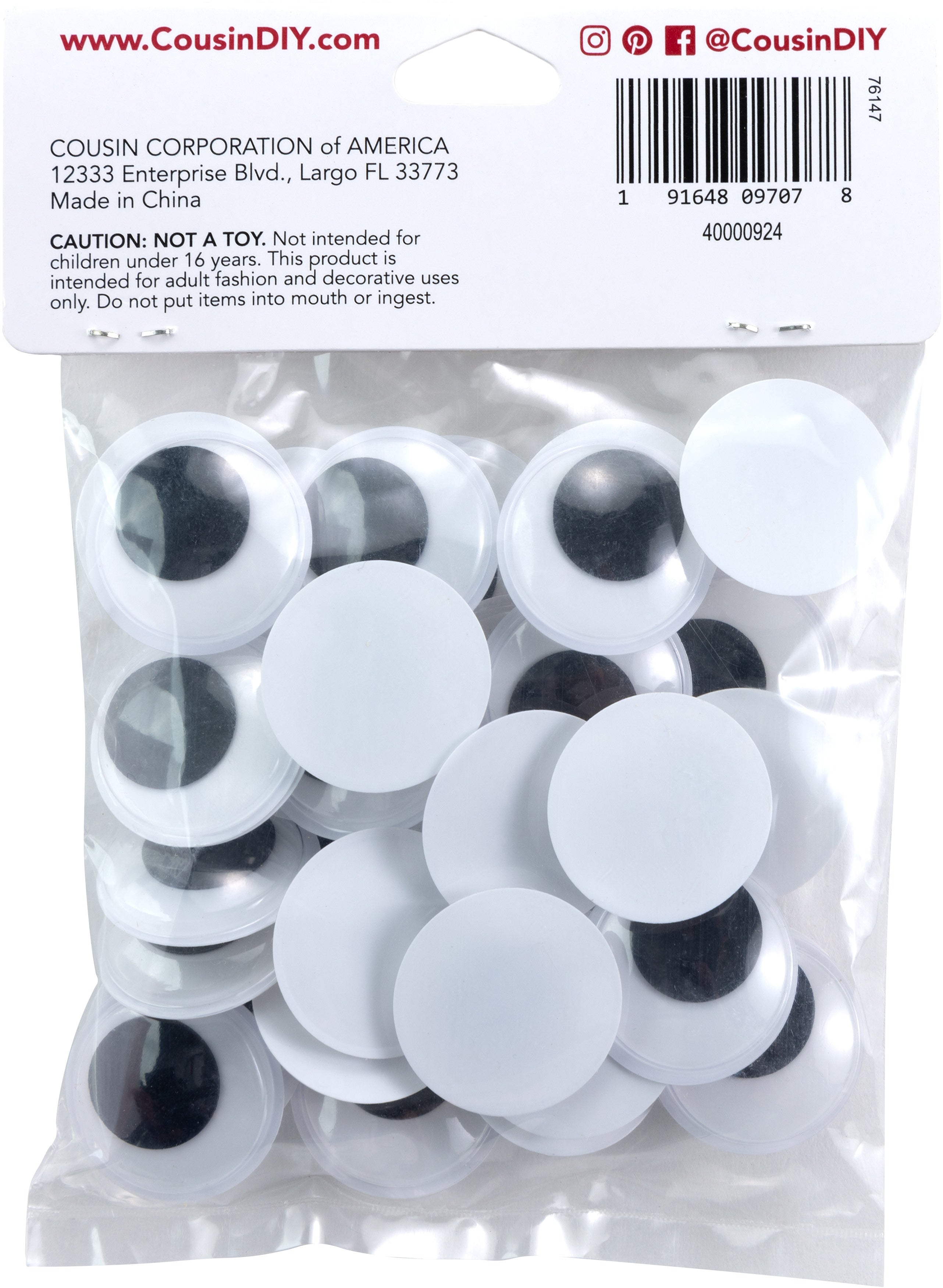 Paste-On Wiggle Eyes 25mm 34/Pkg Black