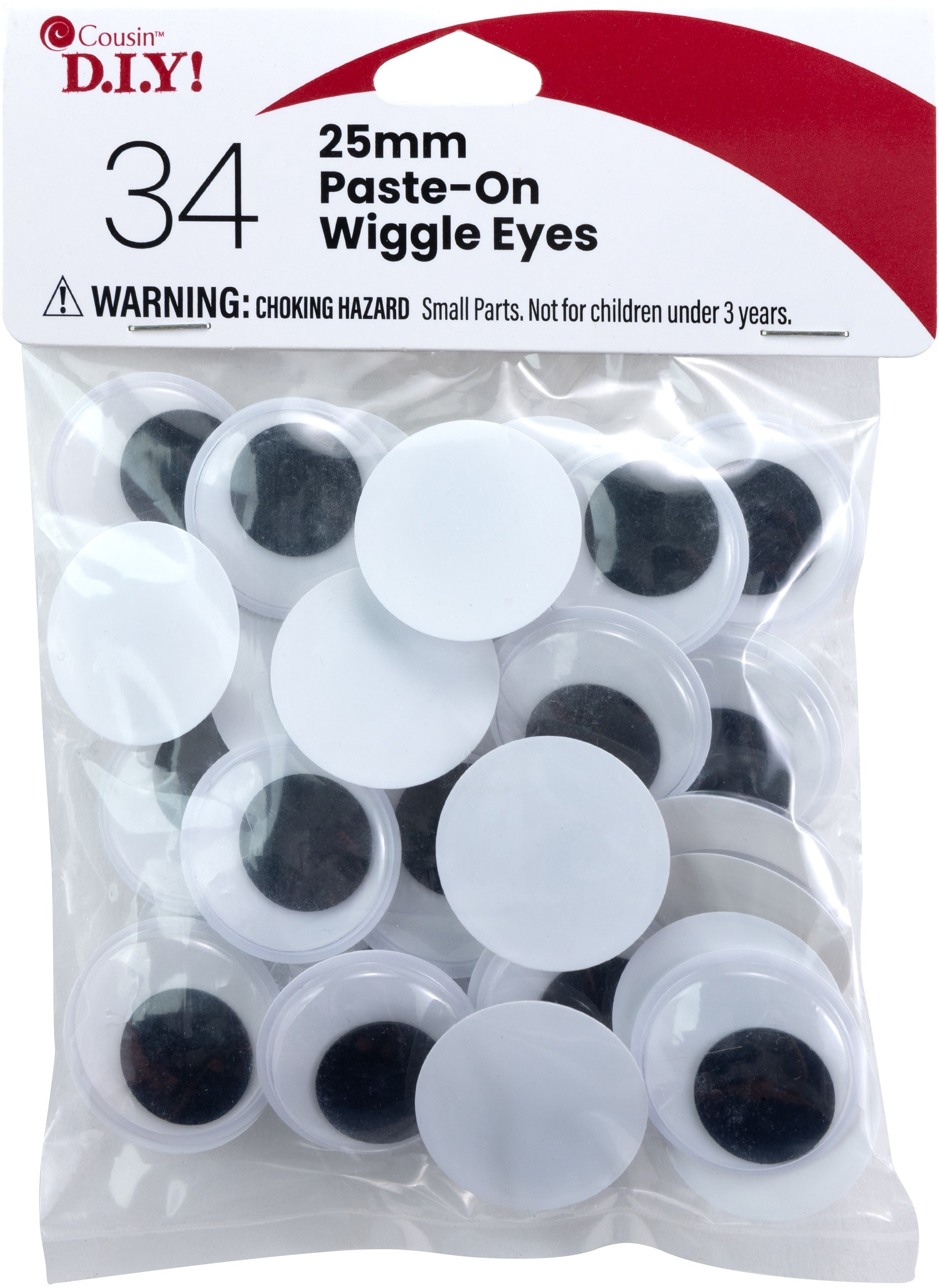 Paste-On Wiggle Eyes 25mm 34/Pkg Black