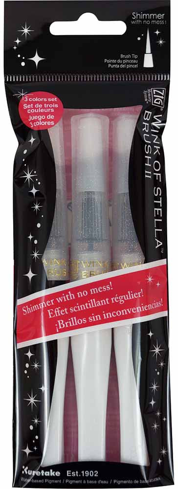 Zig Memory System Wink of Stella Brush Glitter Markers 3/Pkg Clear
