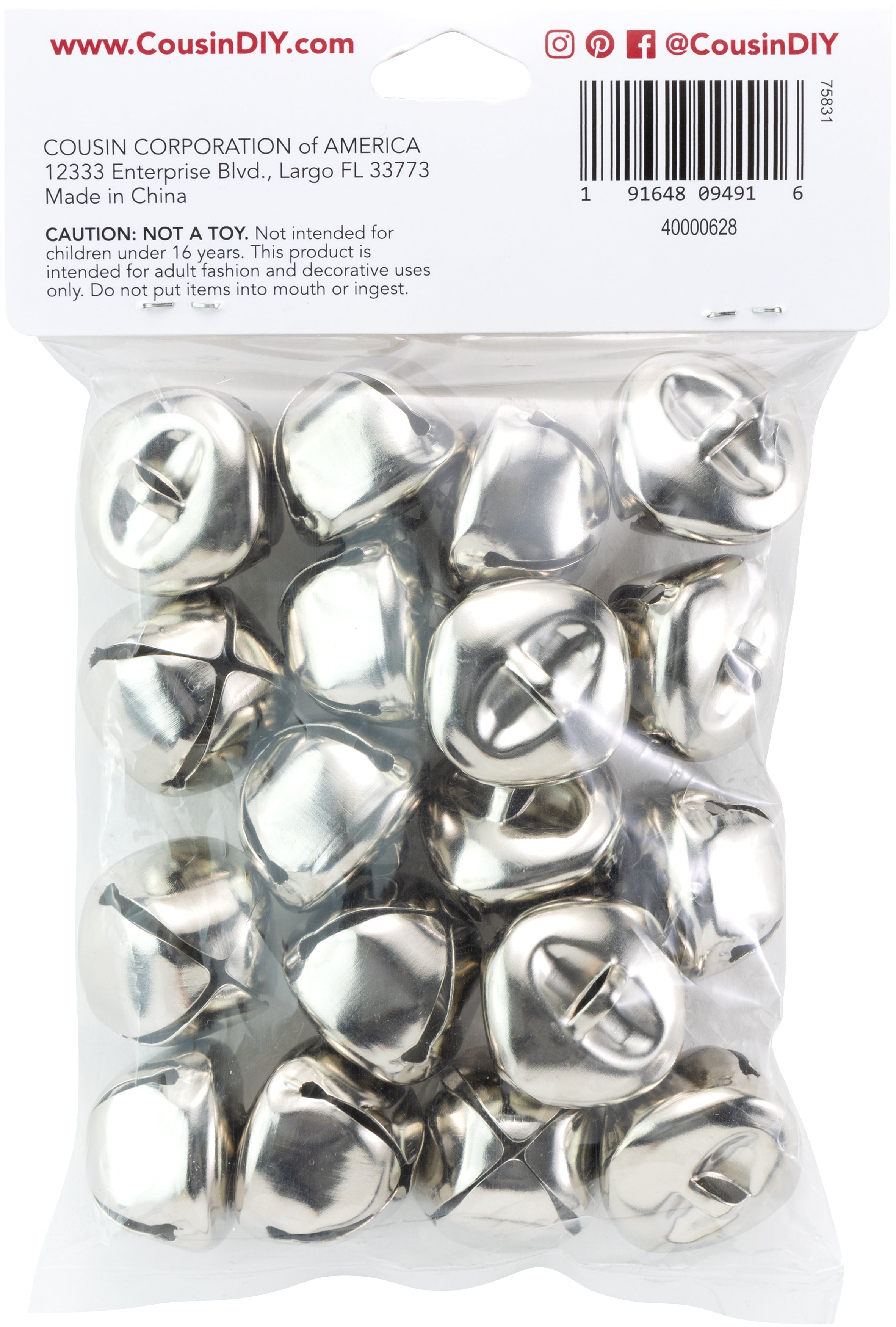 Jingle Bells 1" 18/Pkg Silver