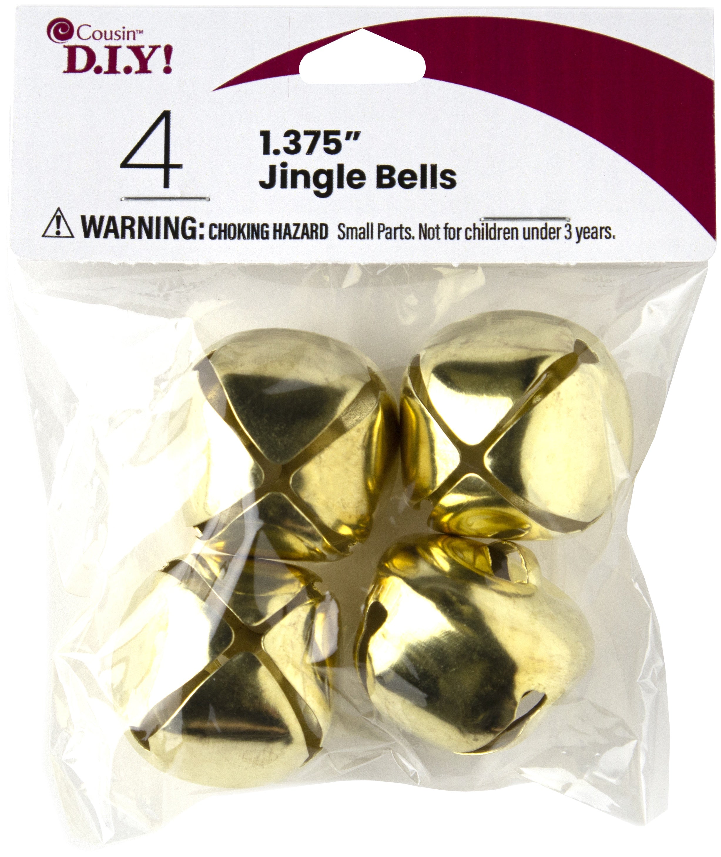 Jingle Bells 1.375" 4/Pkg Gold