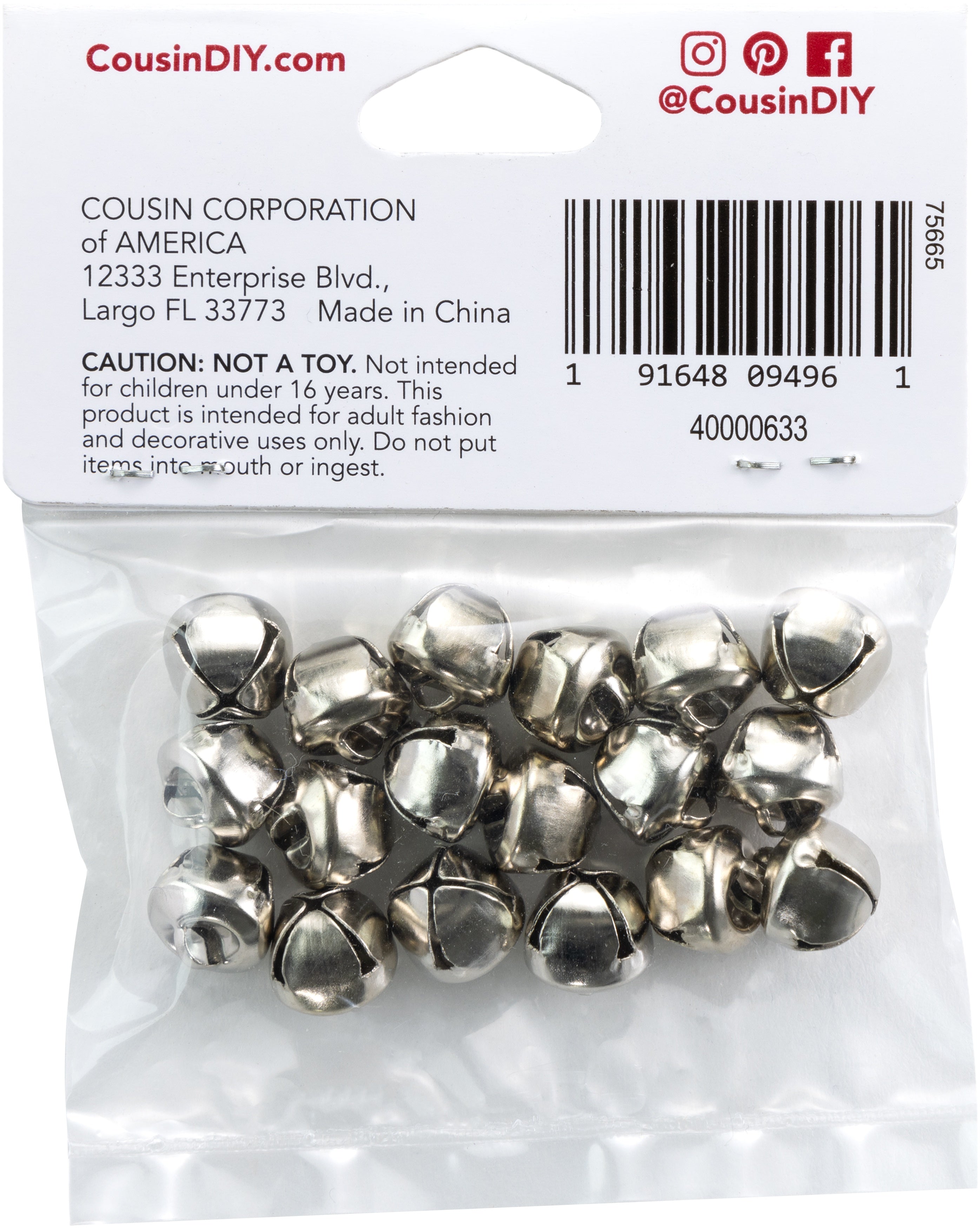 Jingle Bells .375" 18/Pkg Silver