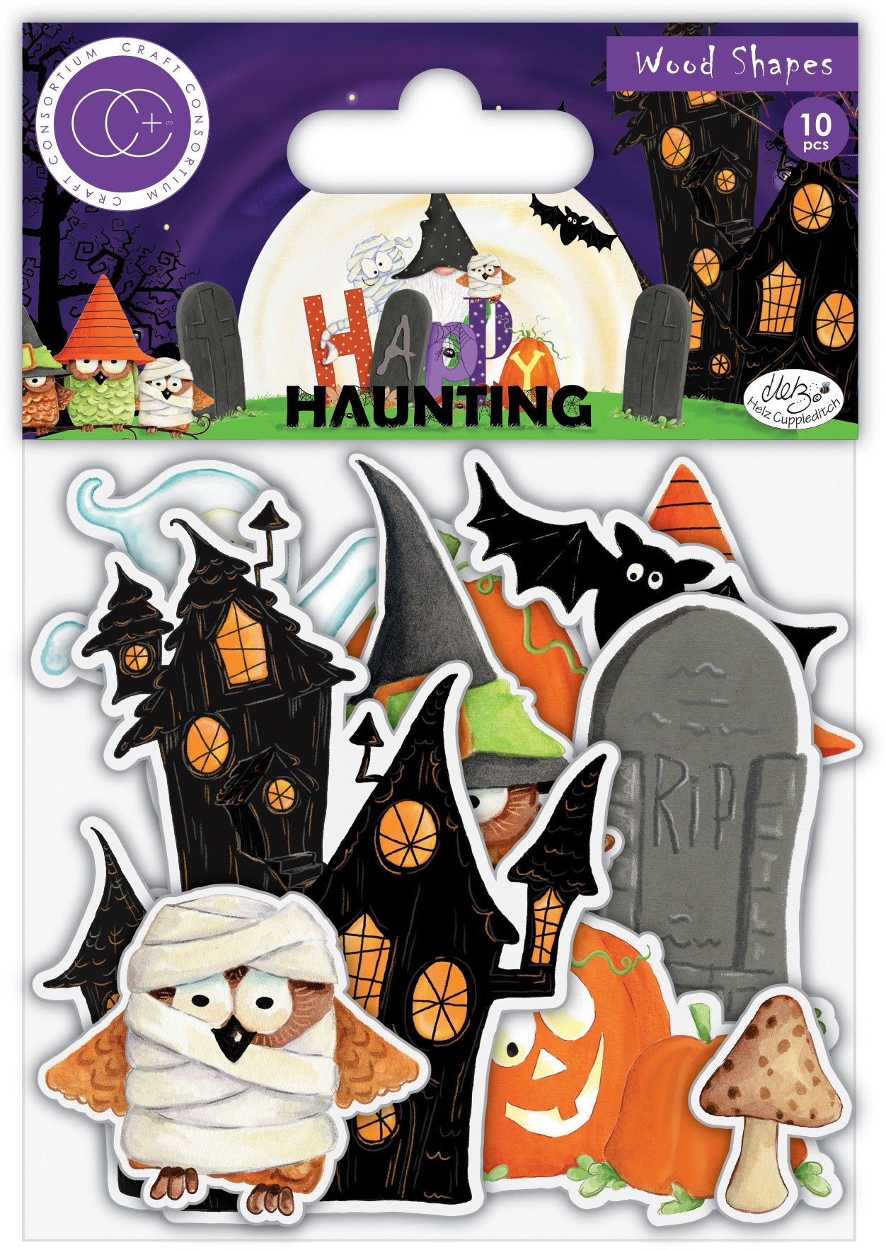 Craft Consortium Laser-Cut Wooden Shapes 10/Pkg Happy Haunting