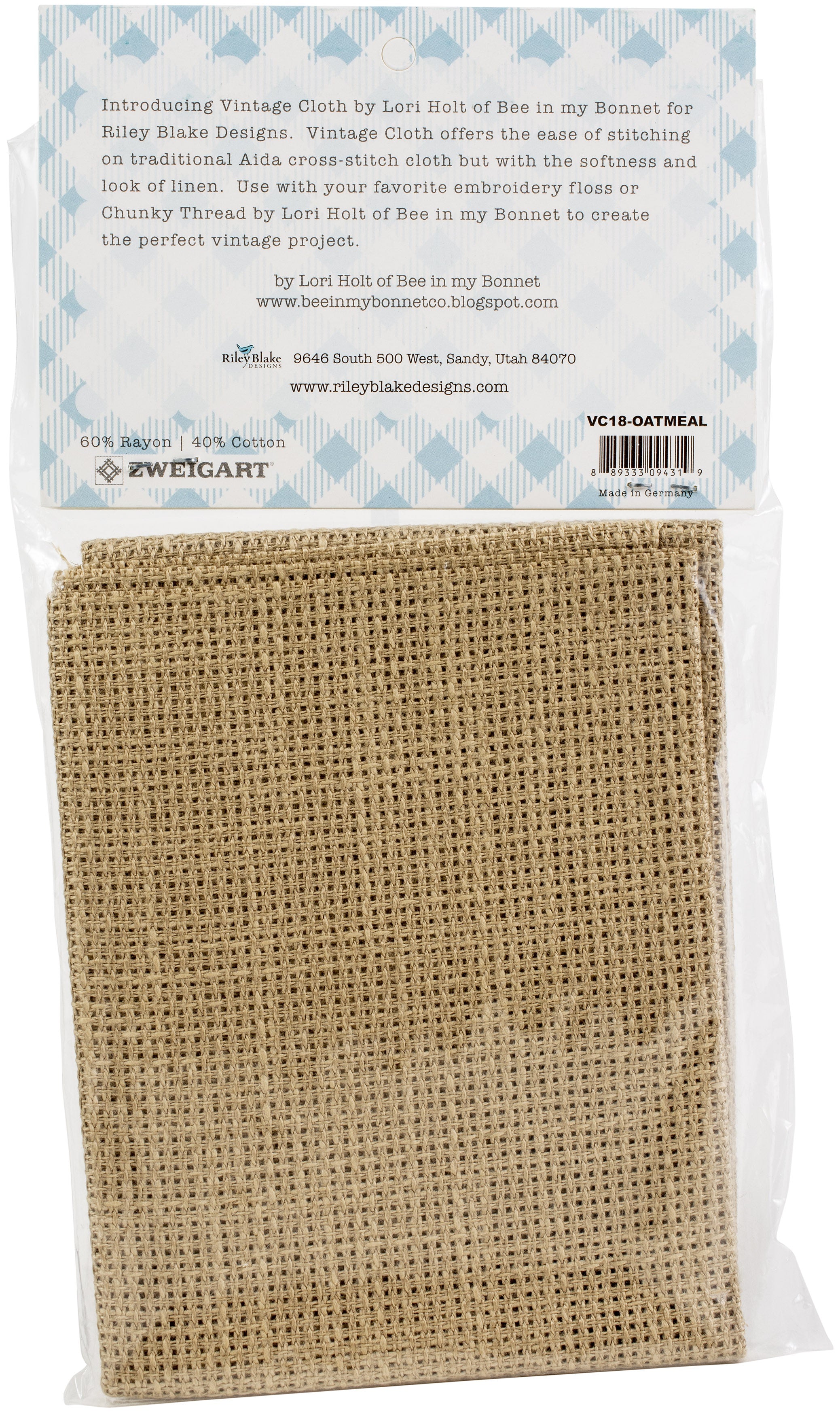 Riley Blake Vintage Cloth 10 Count-18"X18" Oatmeal
