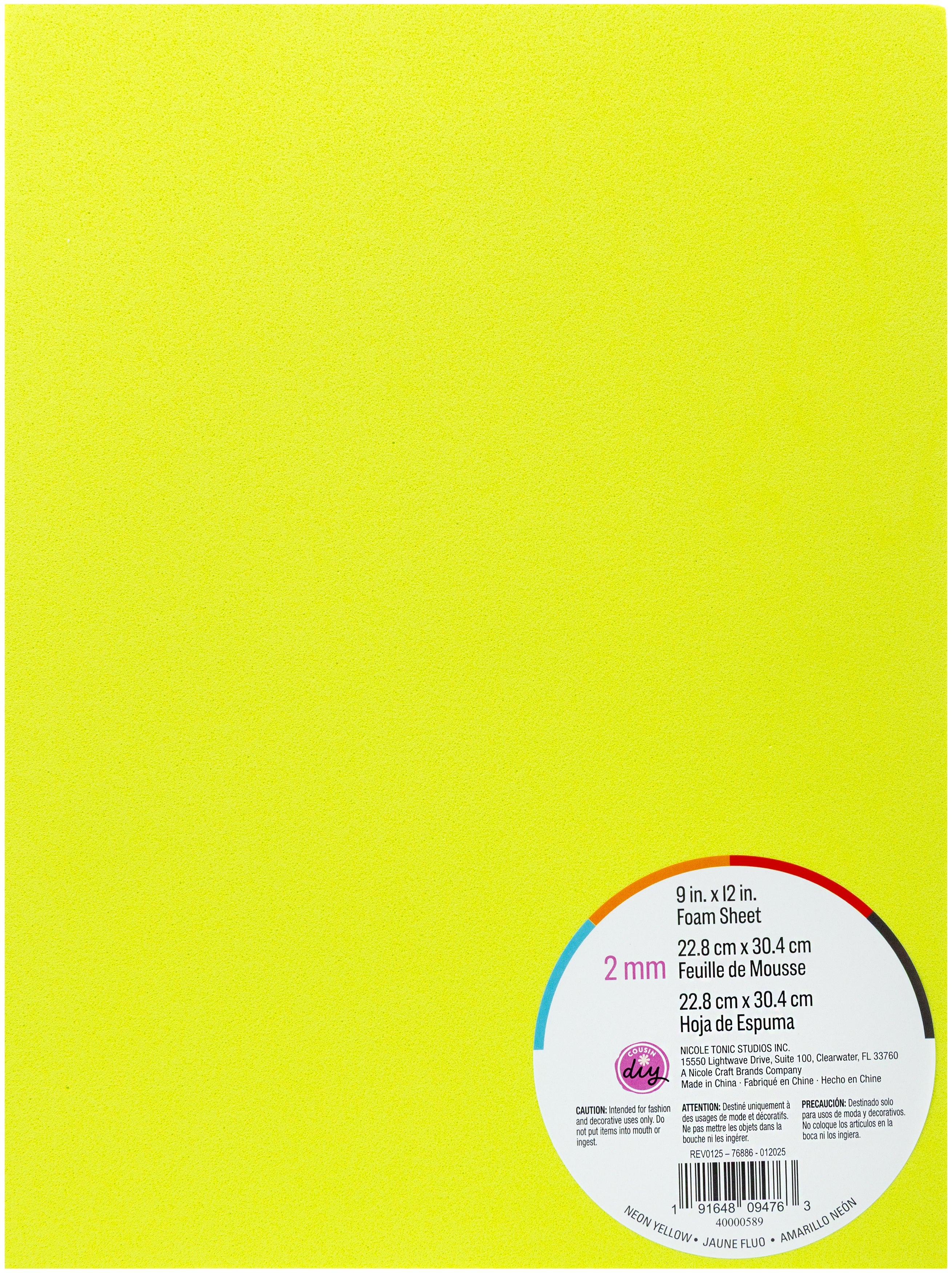 Foam Sheet 9"X12" 2mm Neon Green