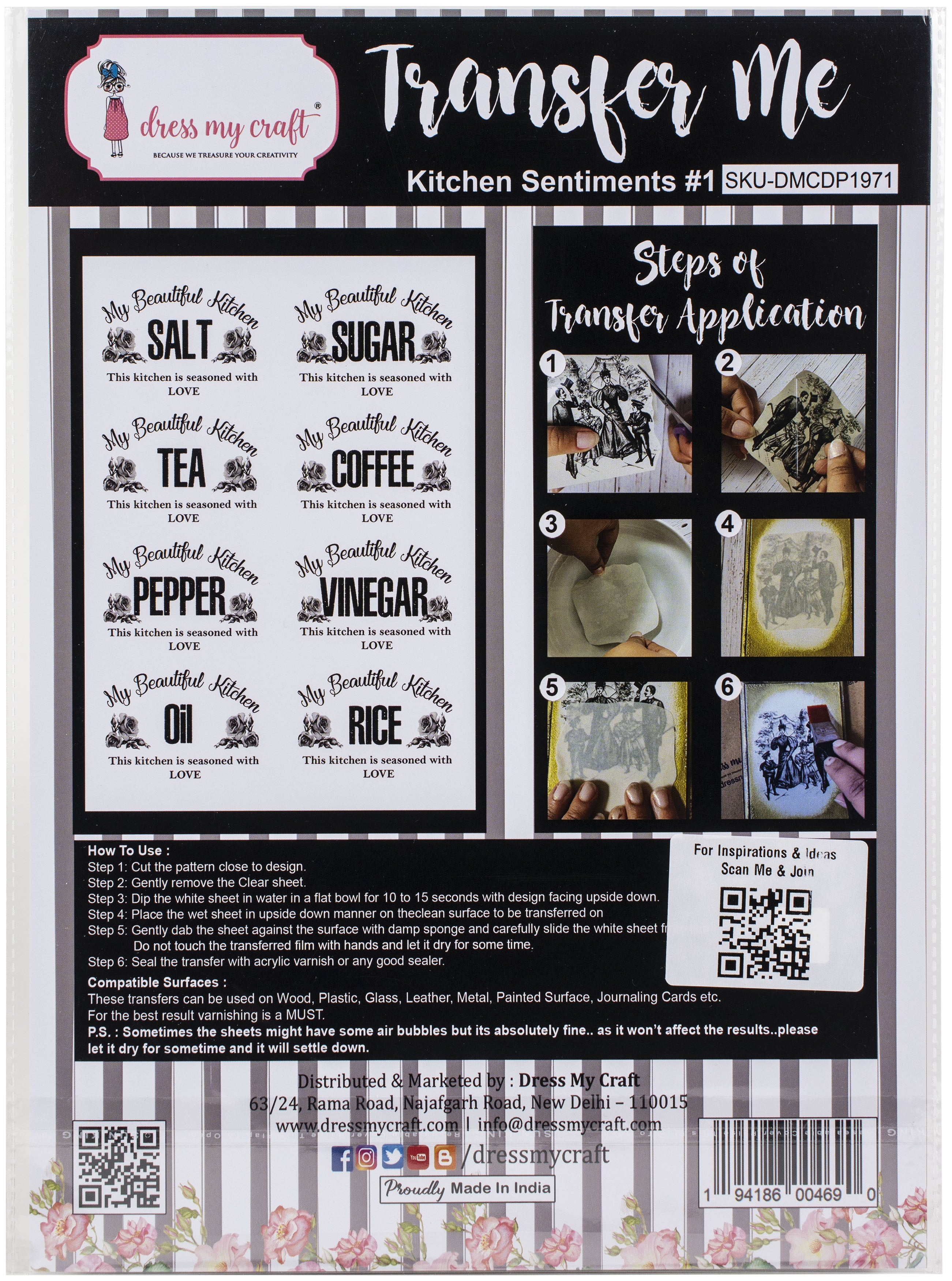 Dress My Craft Transfer Me Sheet A4 Kitchen Sentiments #1