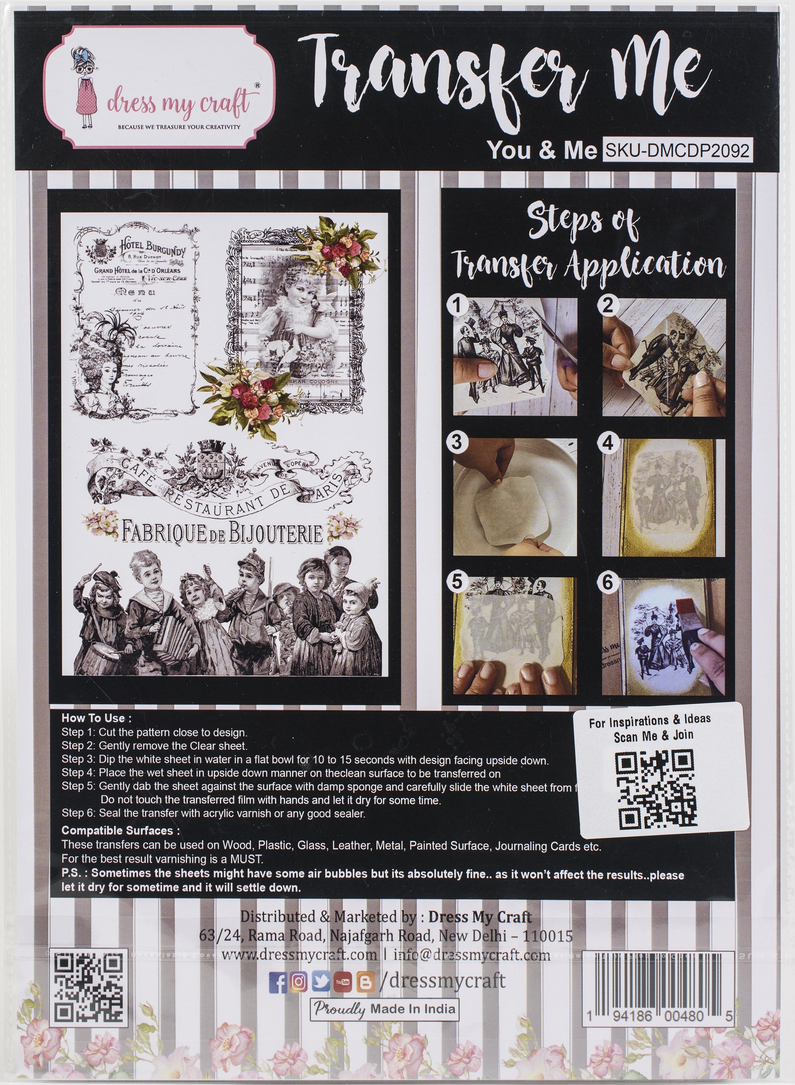 Dress My Craft Transfer Me Sheet A4 You & Me