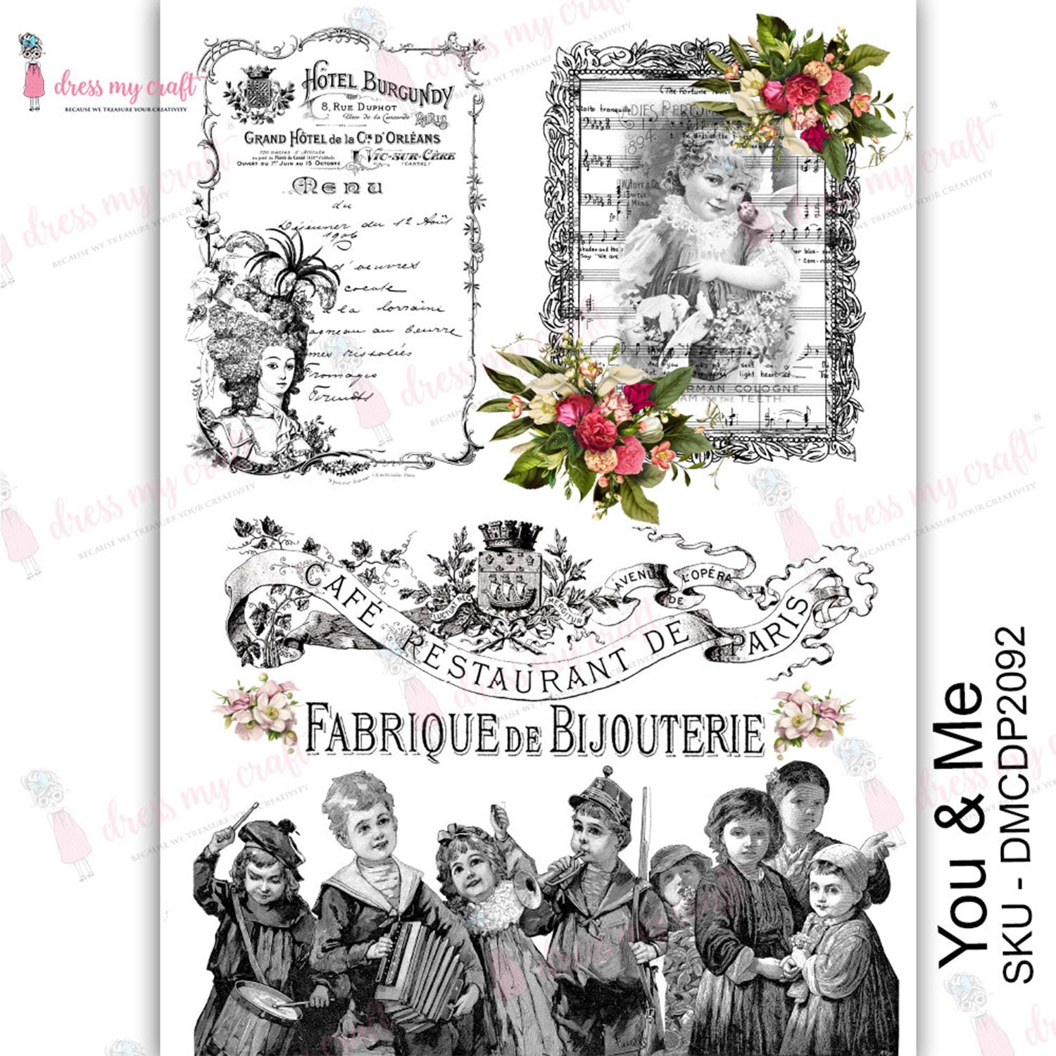 Dress My Craft Transfer Me Sheet A4 You & Me