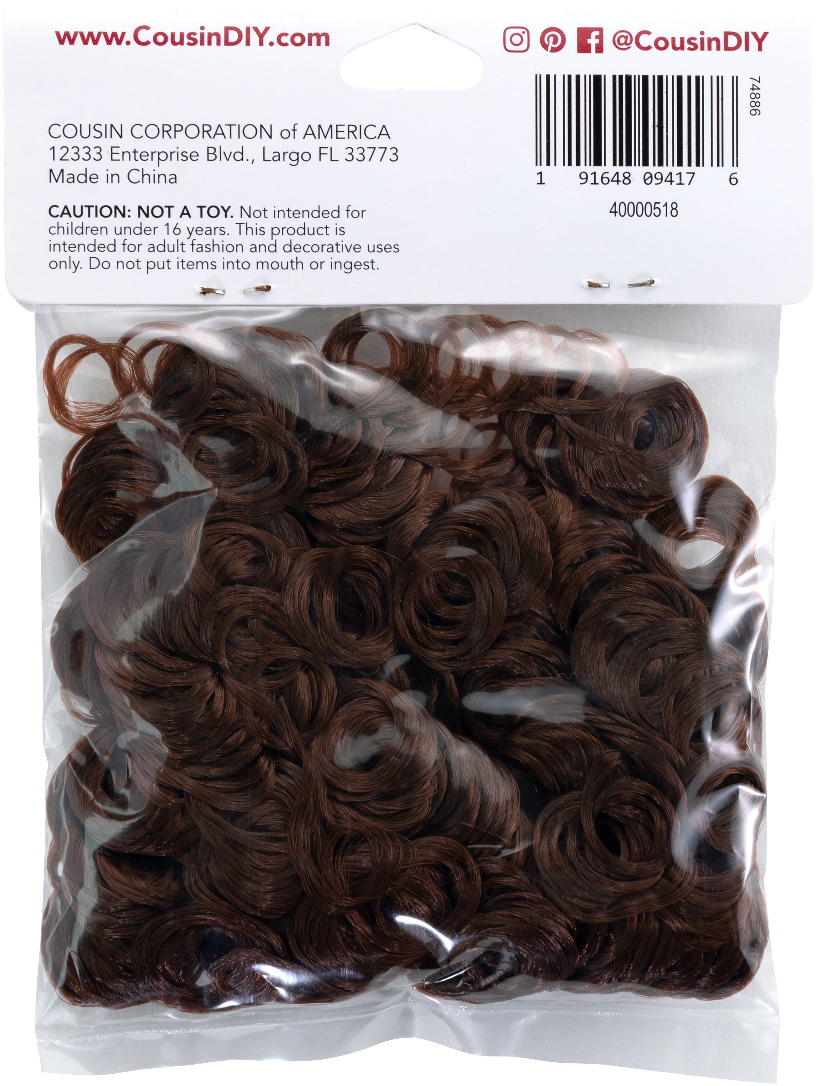 Curly Doll Hair .5oz Auburn Brown