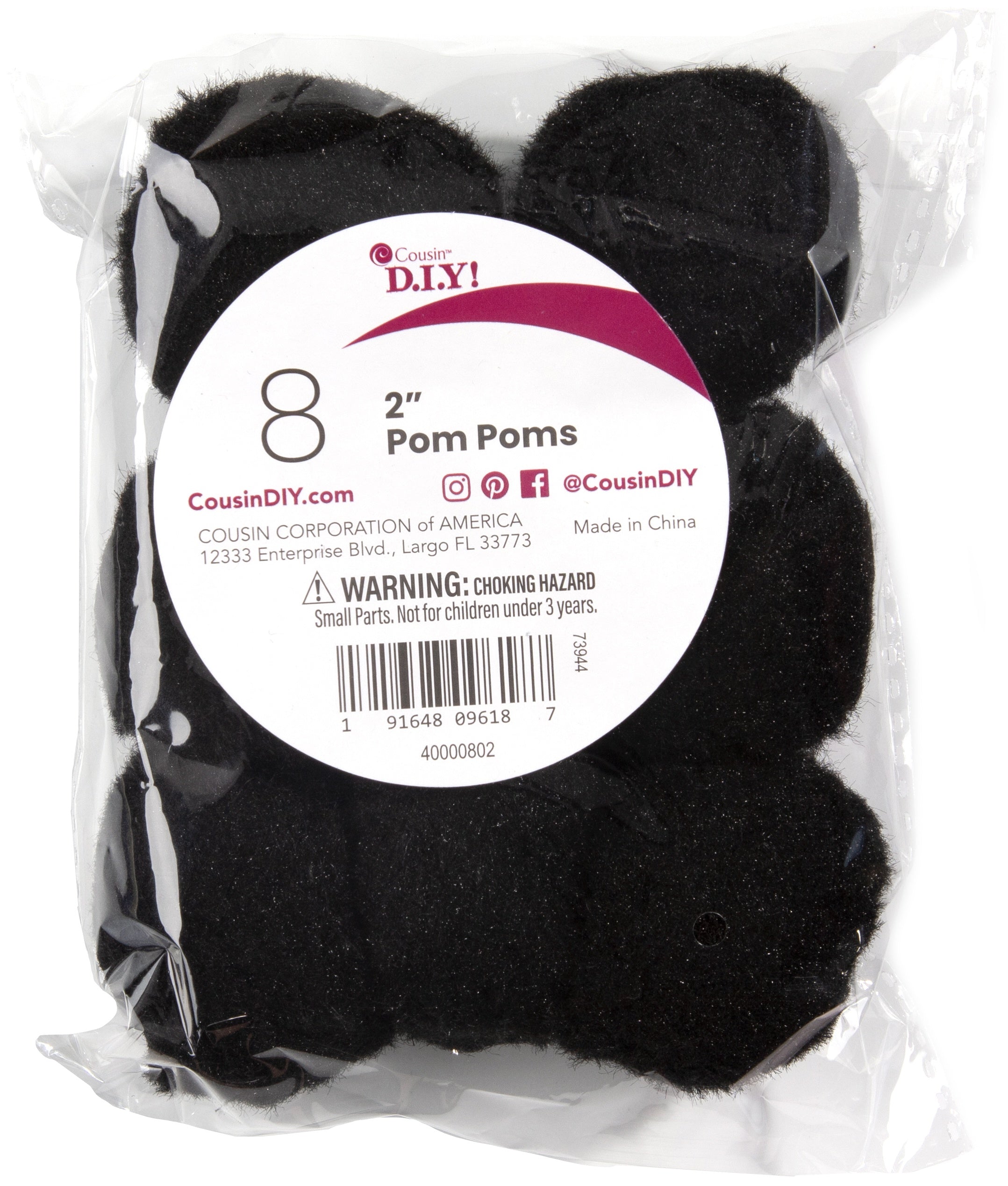 Pom-Poms 2" 8/Pkg Black