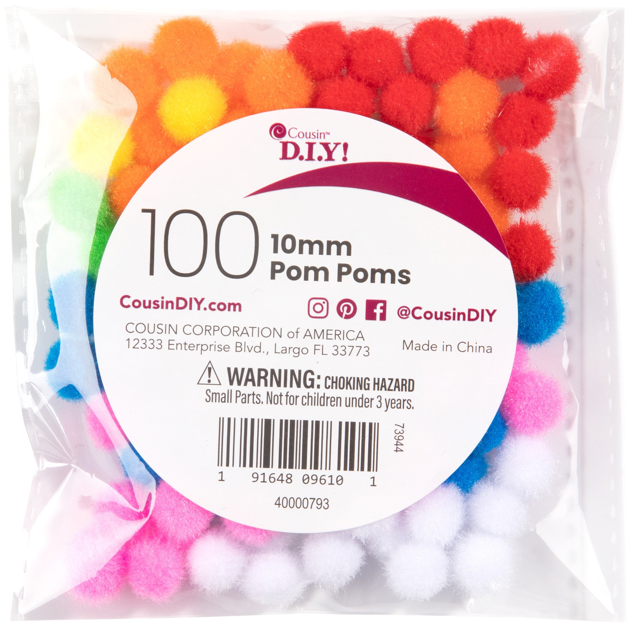 Pom-Poms 10mm 100/Pkg Multi