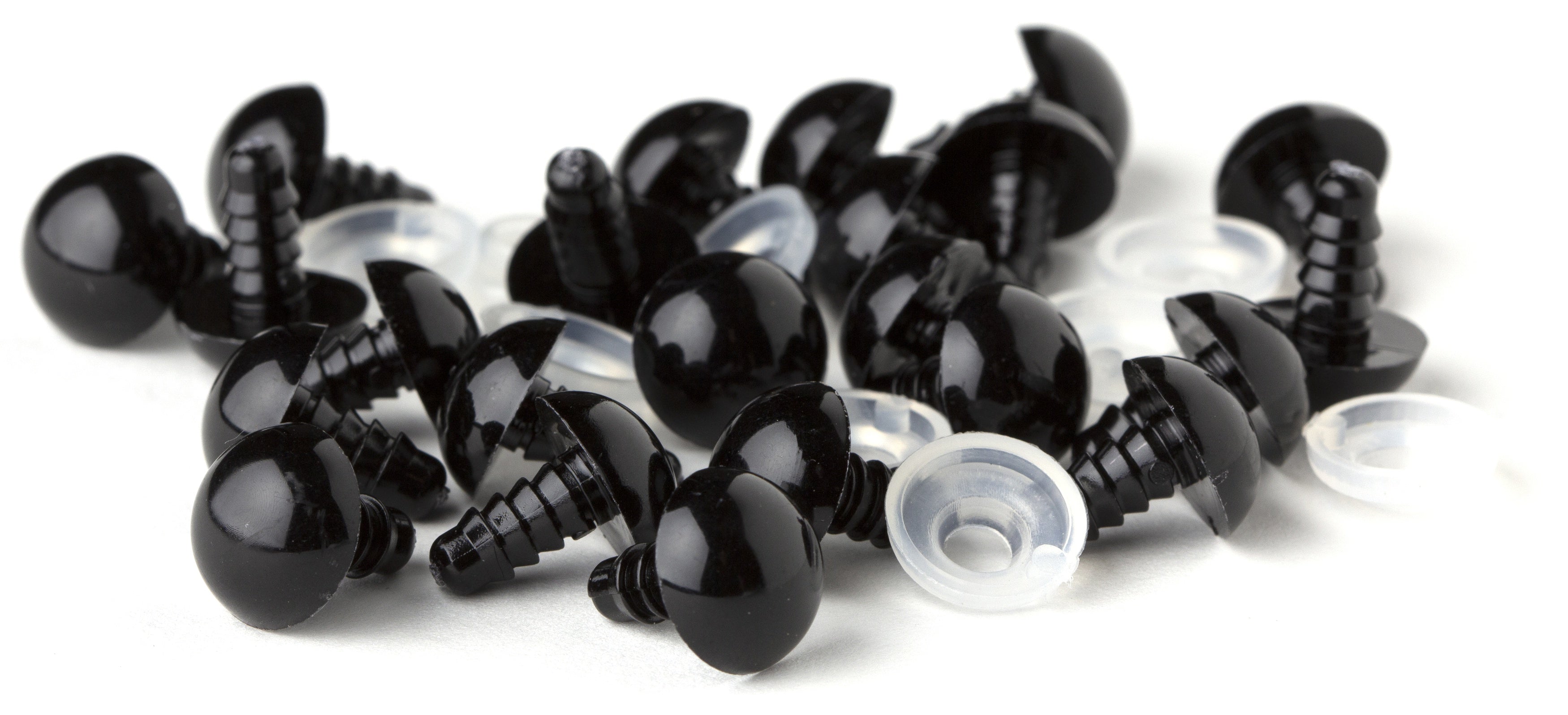 Shank Back Solid Eyes 12mm 6/Pkg Black