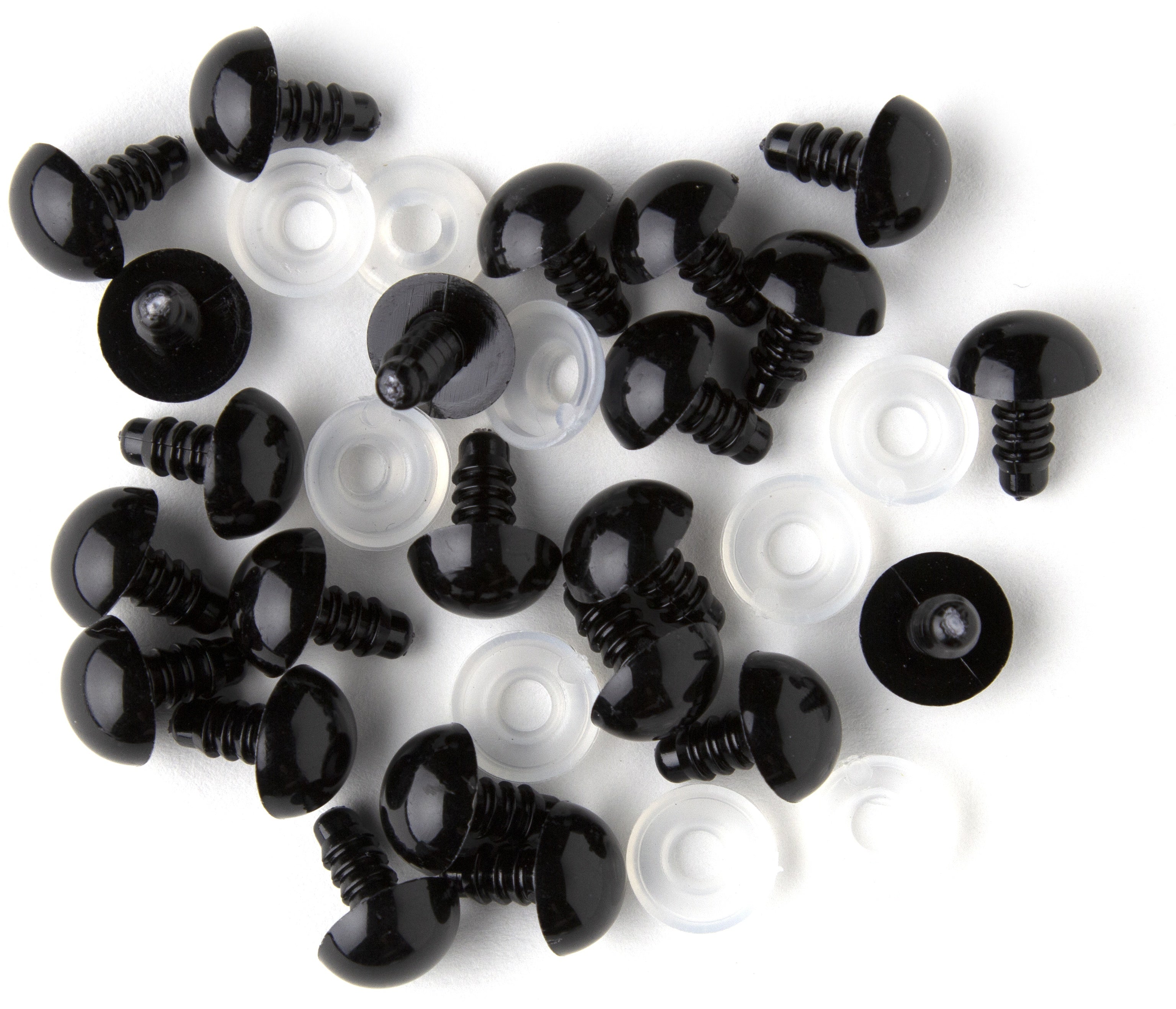 Shank Back Solid Eyes 12mm 6/Pkg Black