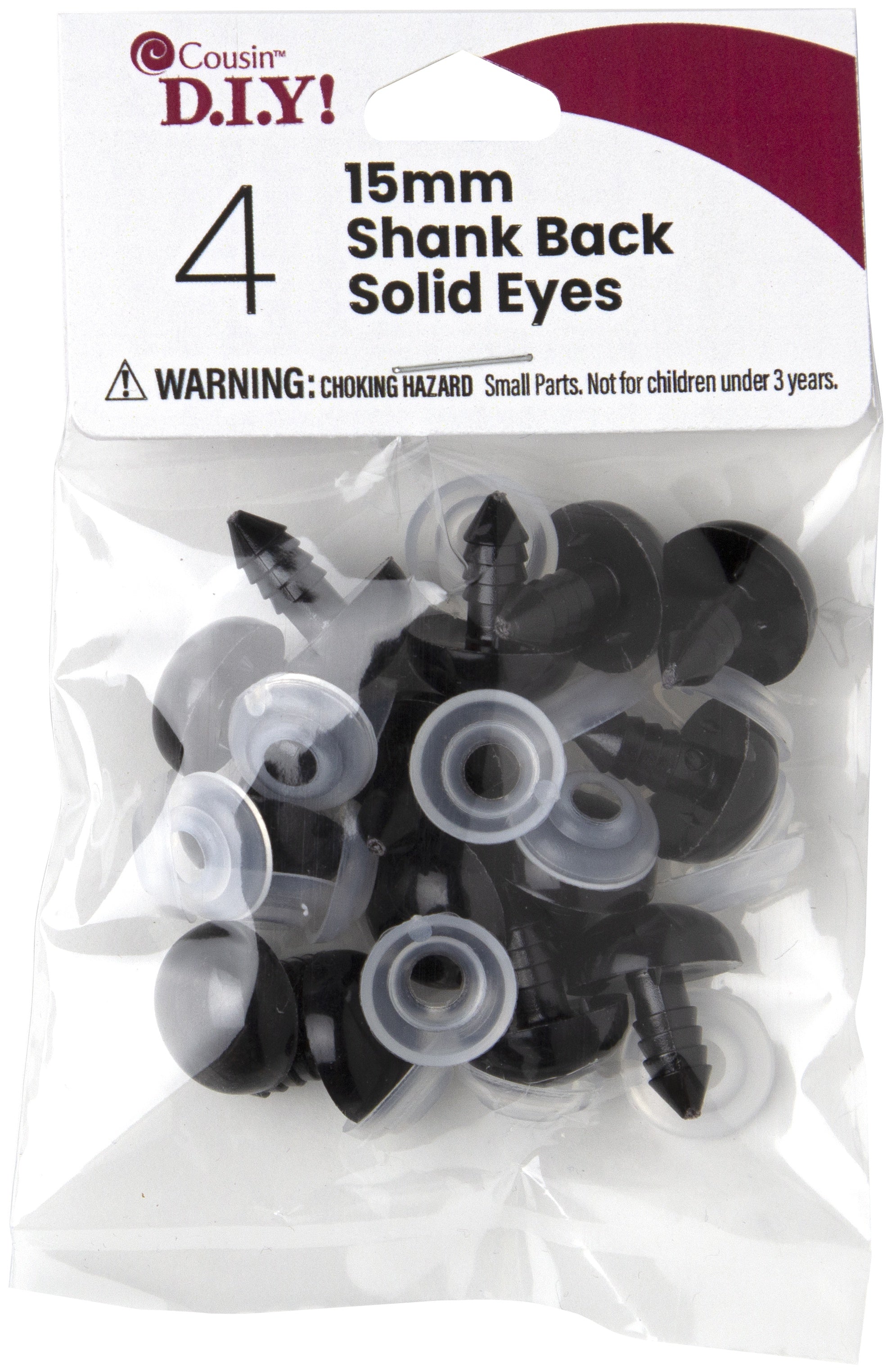 Shank Back Solid Eyes 15mm 4/Pkg Black