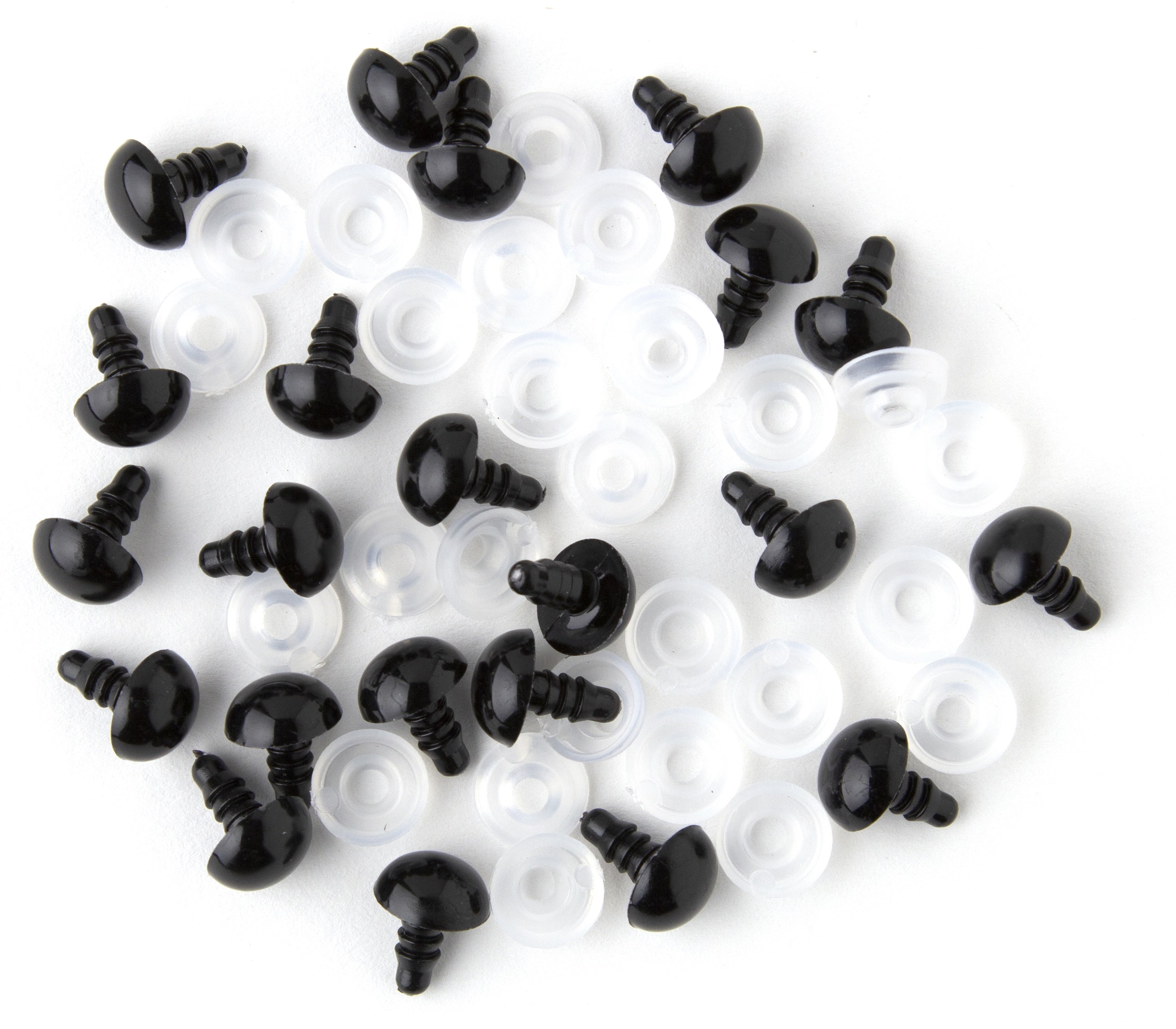 Shank Back Solid Eyes 9mm 8/Pkg Black