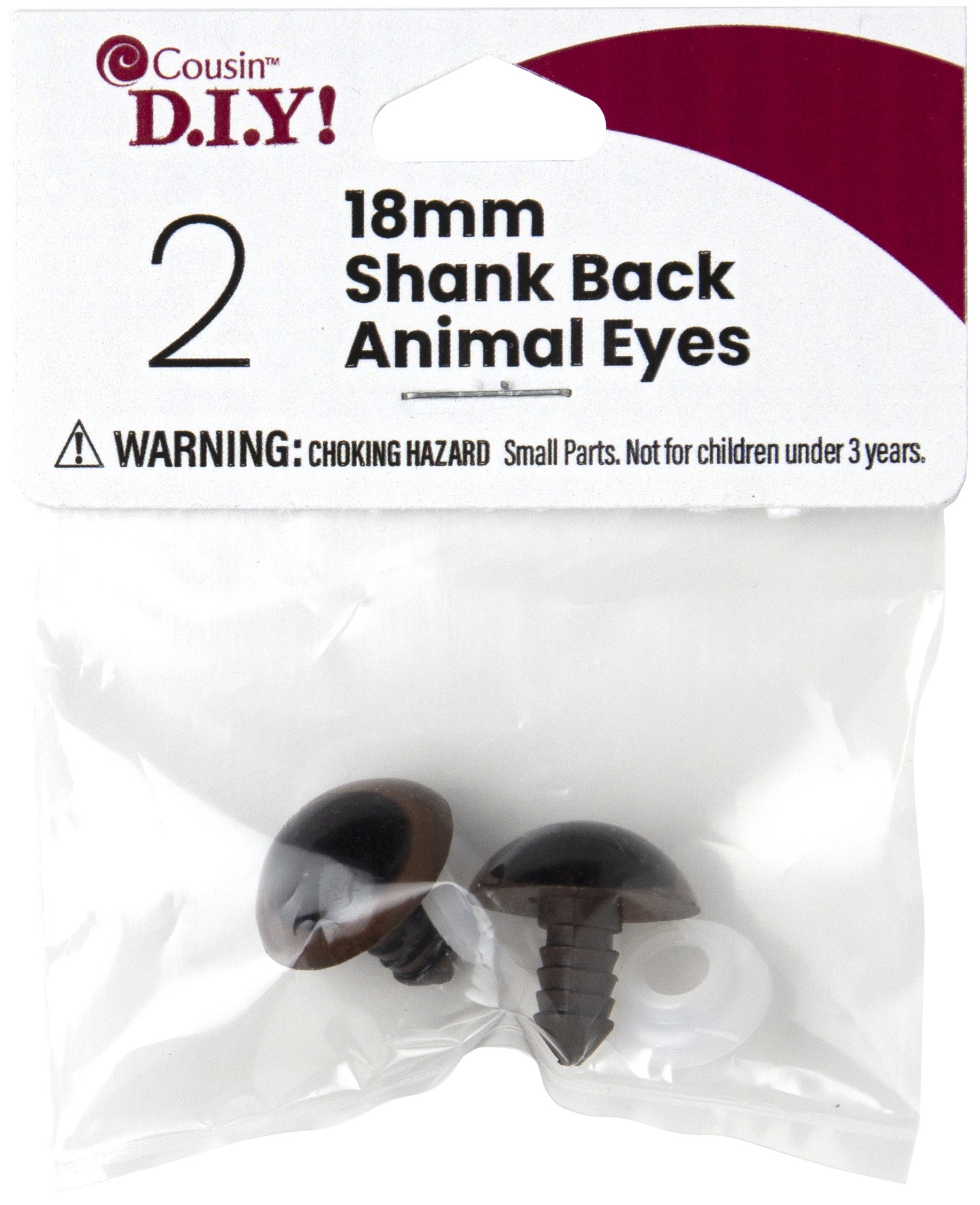 Shank Back Animal Eyes 18mm 2/Pkg Brown