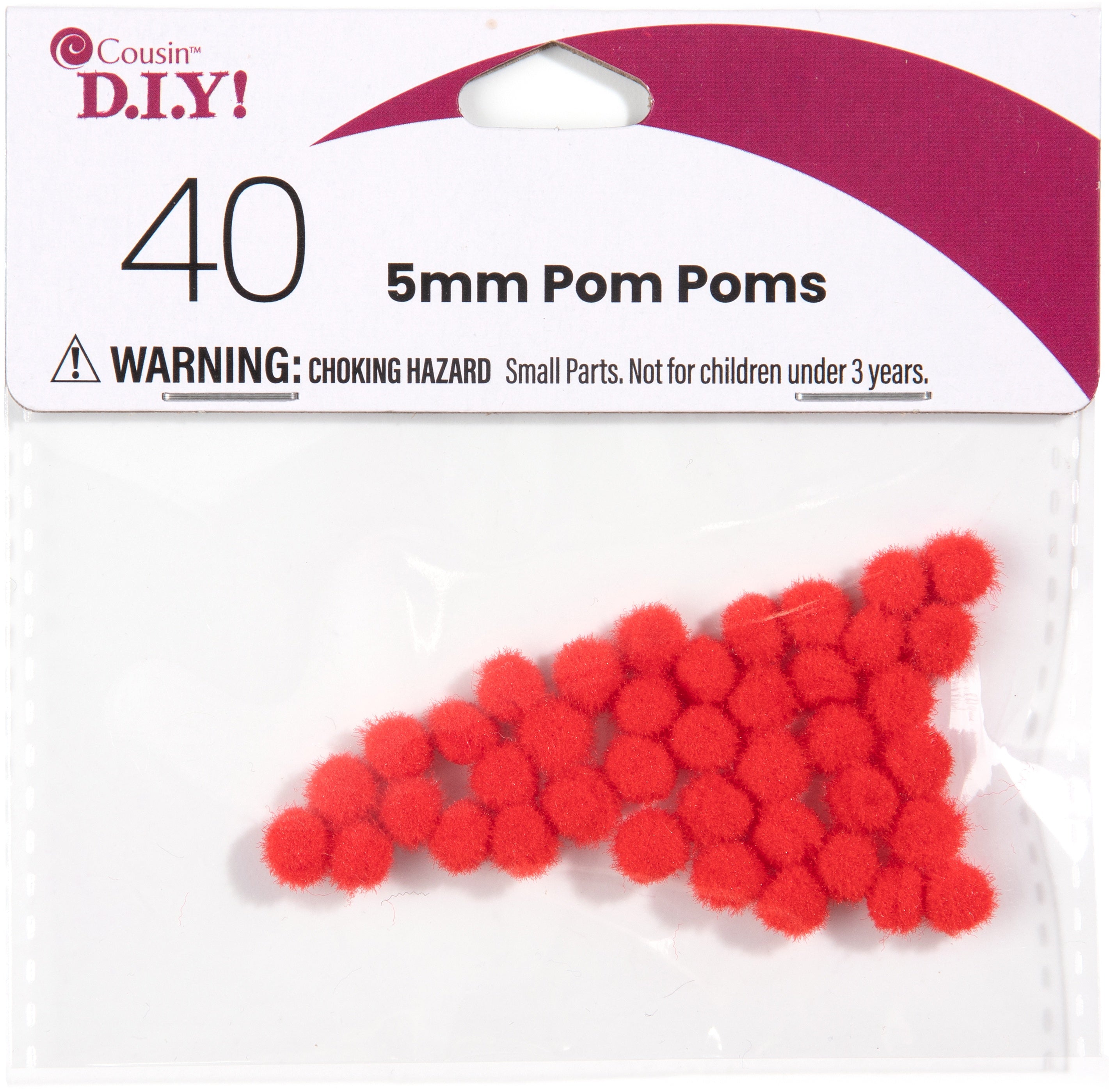 Pom-Poms 5mm 40/Pkg Red