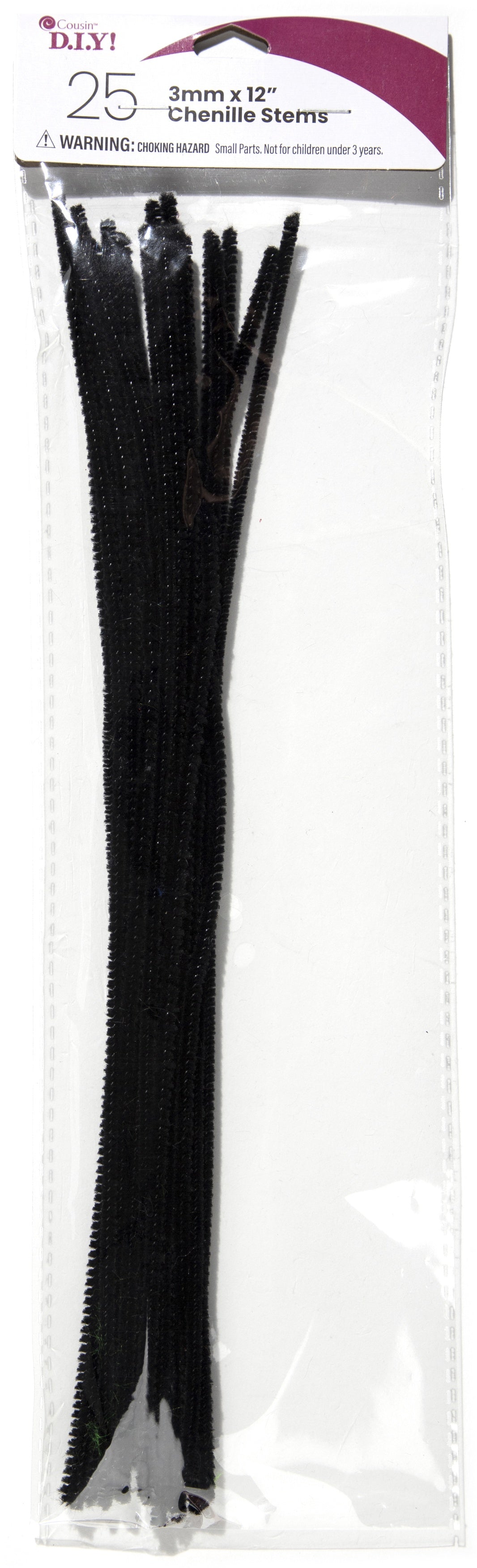 Chenille Stems 3mmx12" 25/Pkg Black