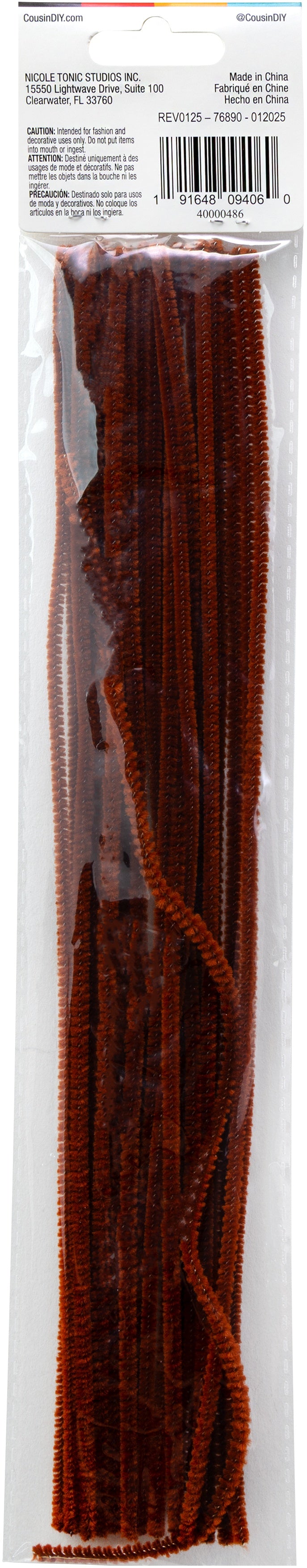 Chenille Stems 3mmx12" 25/Pkg Brown