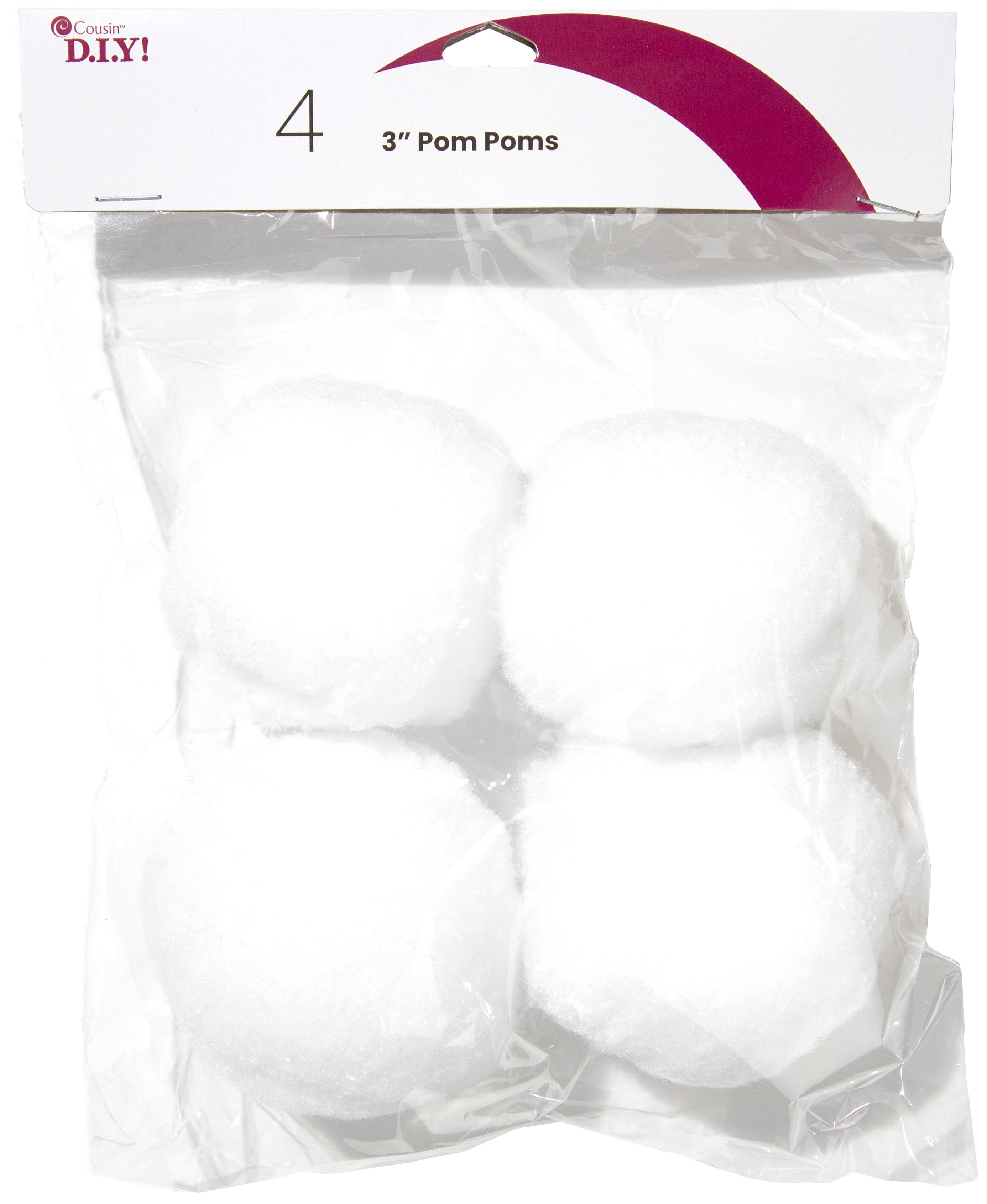 Pom-Poms 3" 4/Pkg White