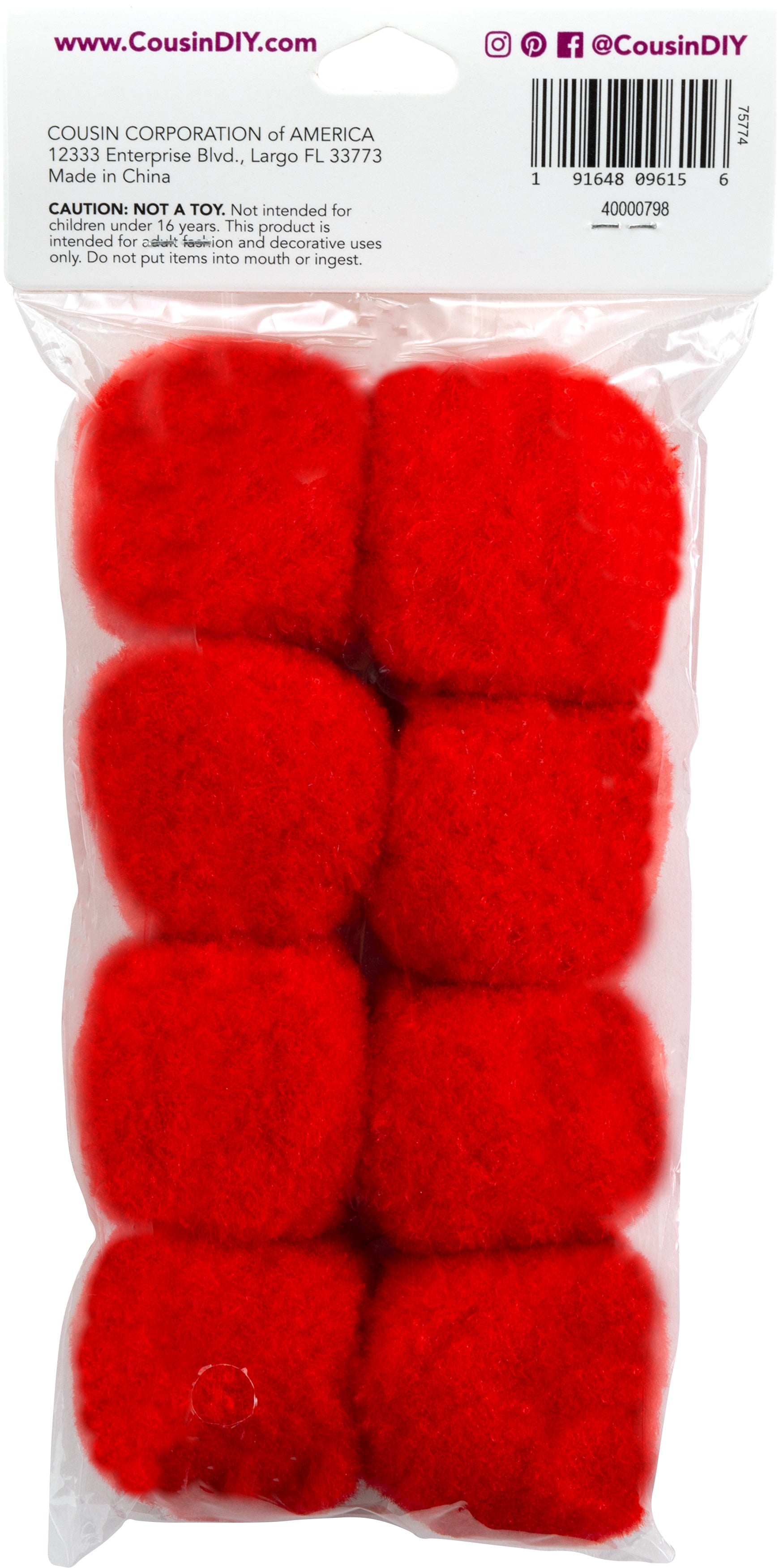 Pom-Poms 2" 8/Pkg Red