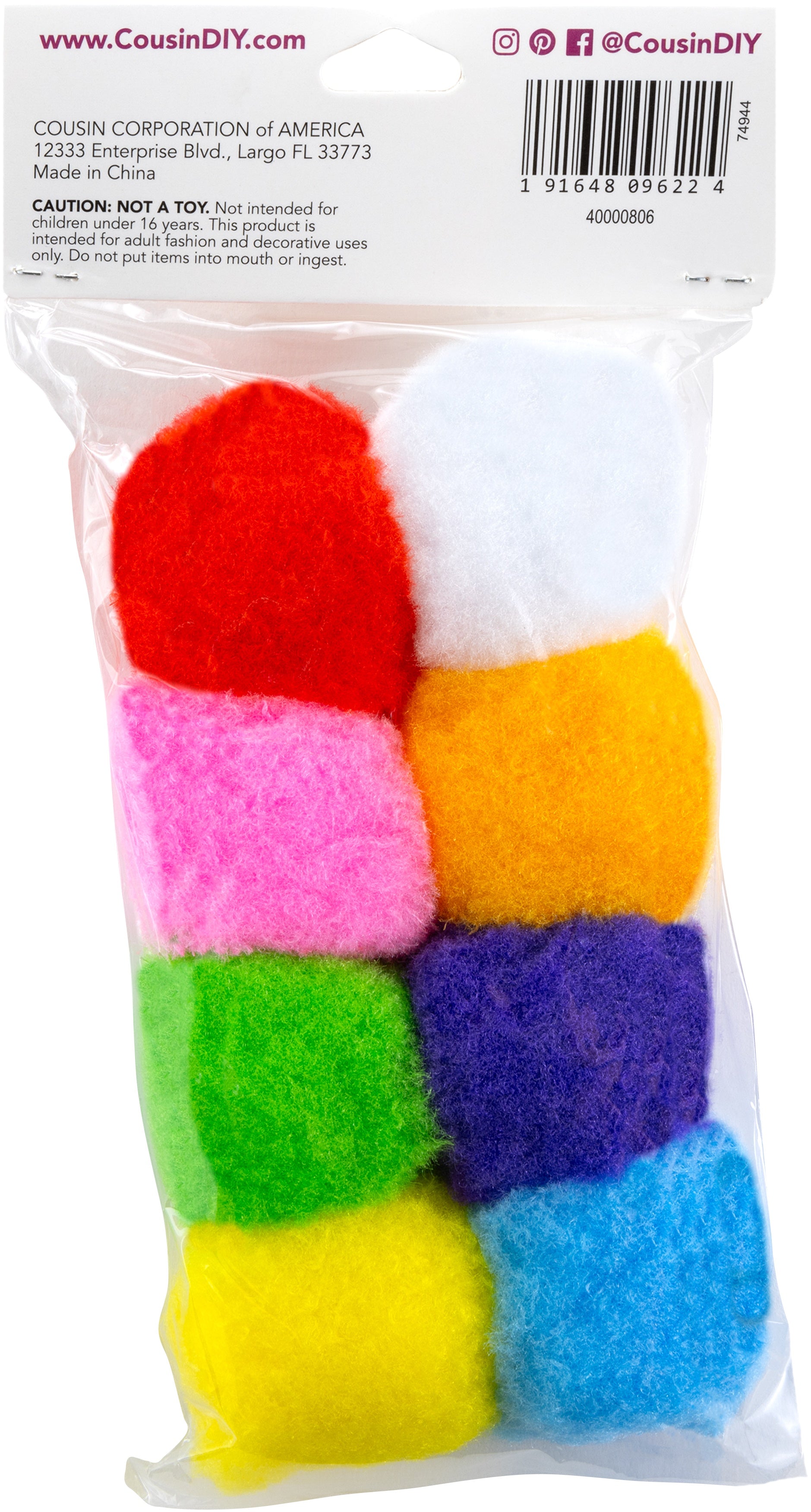 Pom-Poms 2" 8/Pkg Multi-Colored