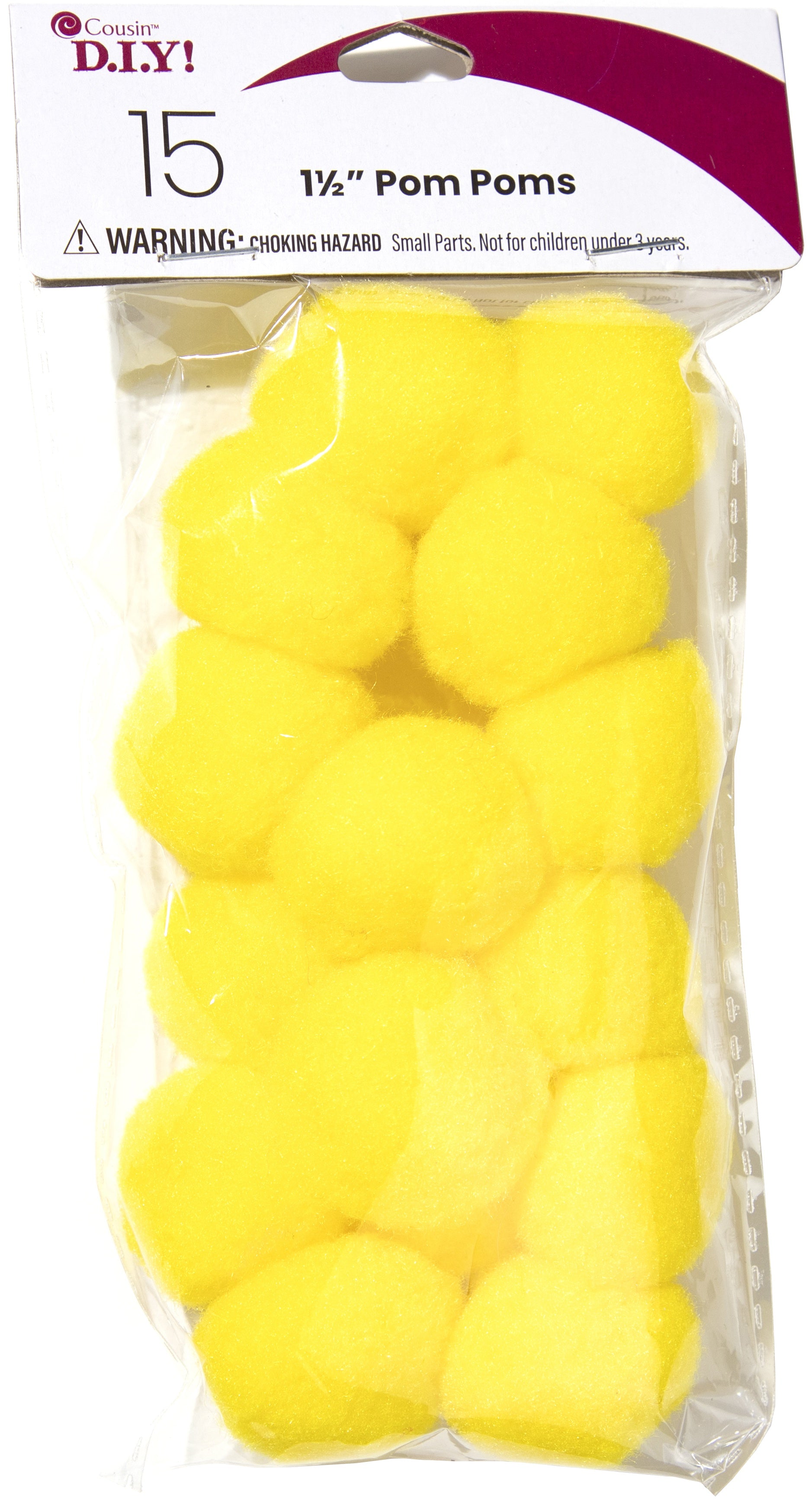 Pom-Poms 1.5" 15/Pkg Yellow
