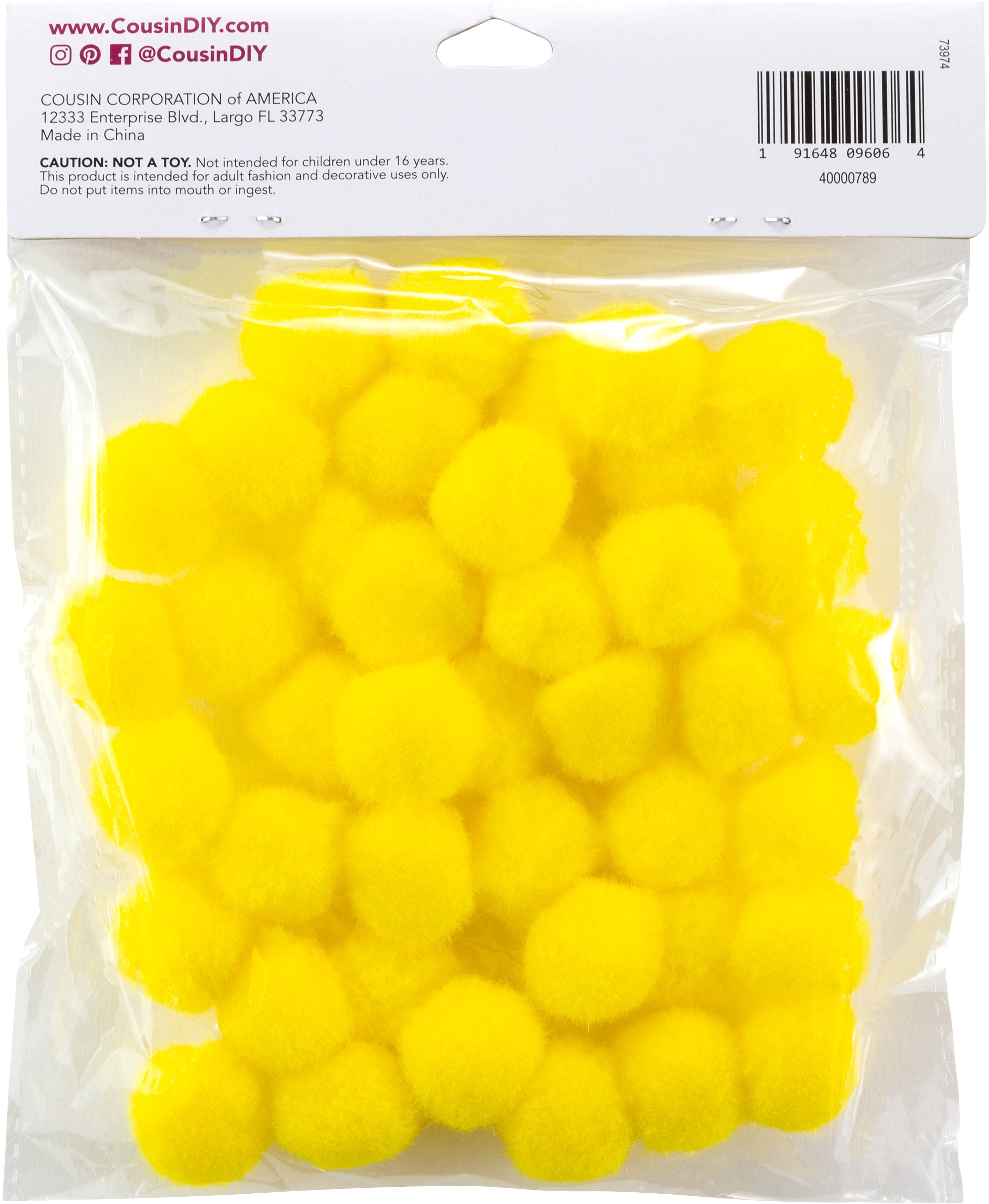 Pom-Poms 1" 40/Pkg Yellow