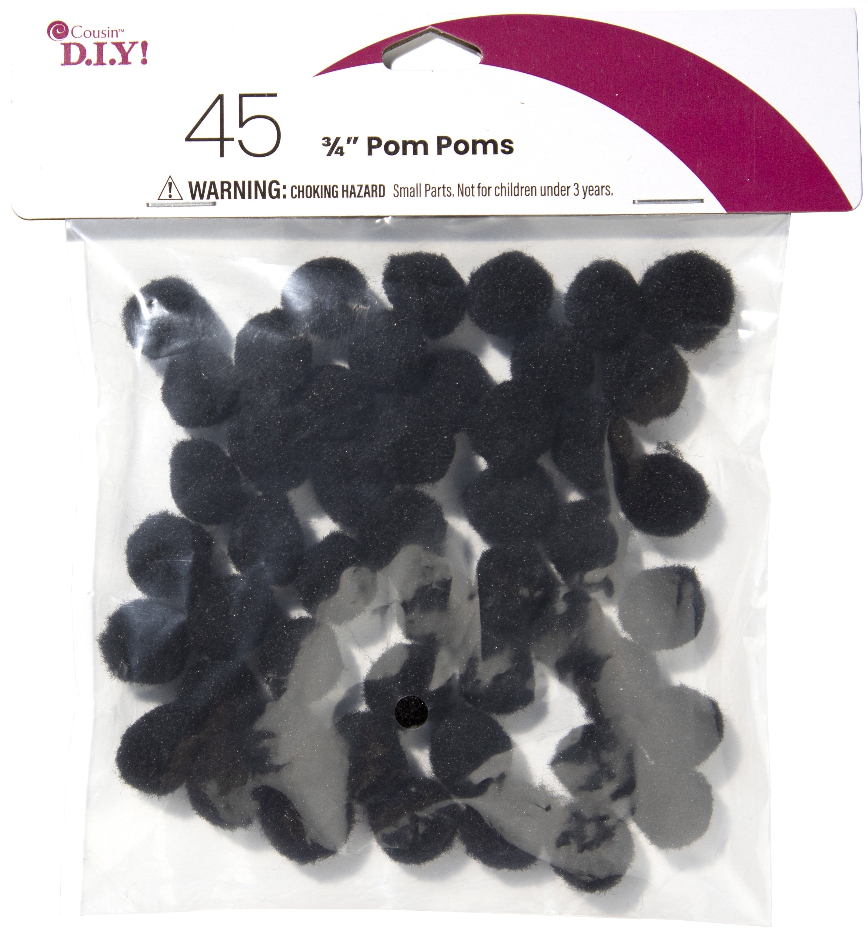 Pom-Poms .75" Inch 45/Pkg Black