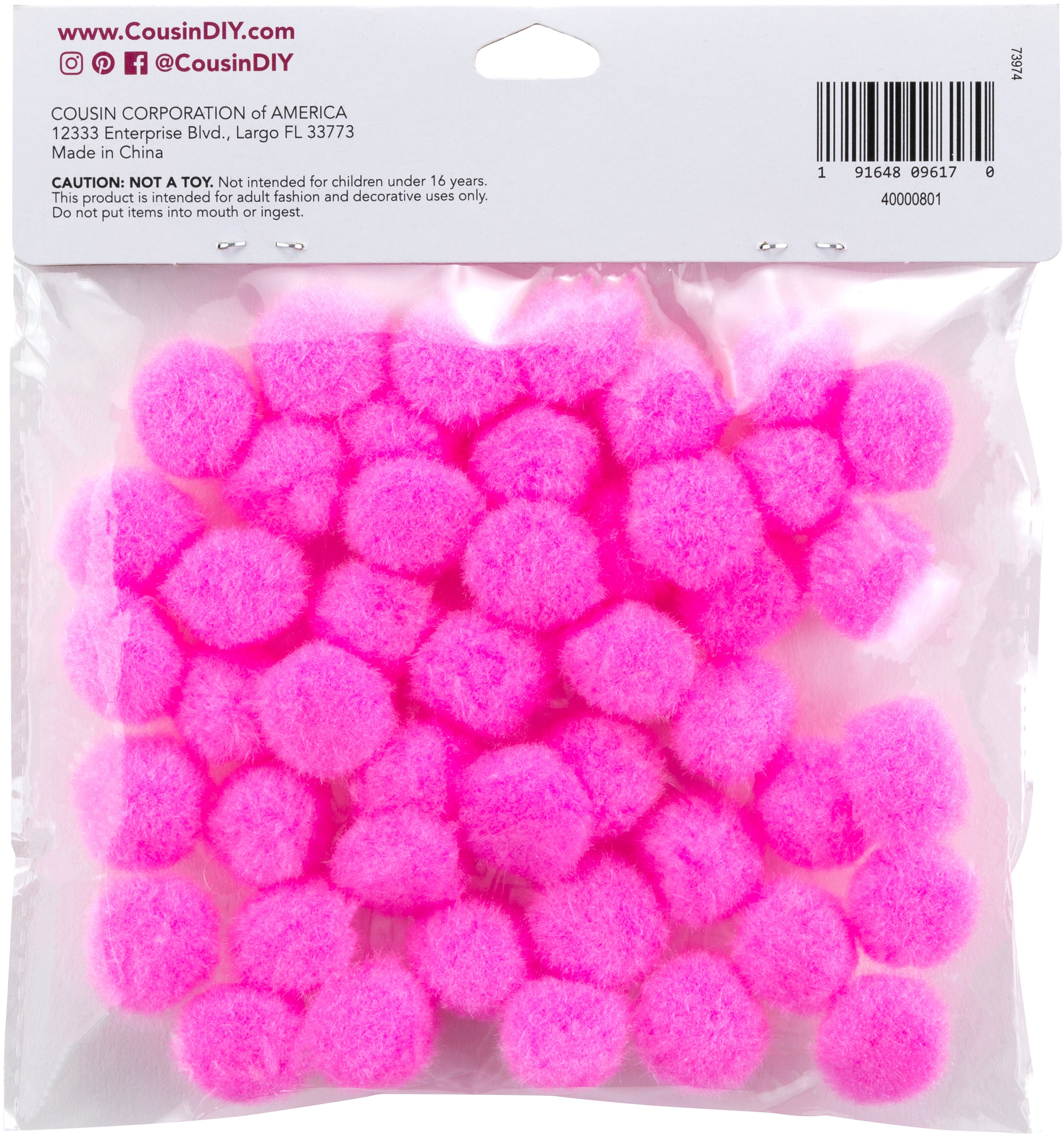 Pom-Poms .75" Inch 45/Pkg Light Pin