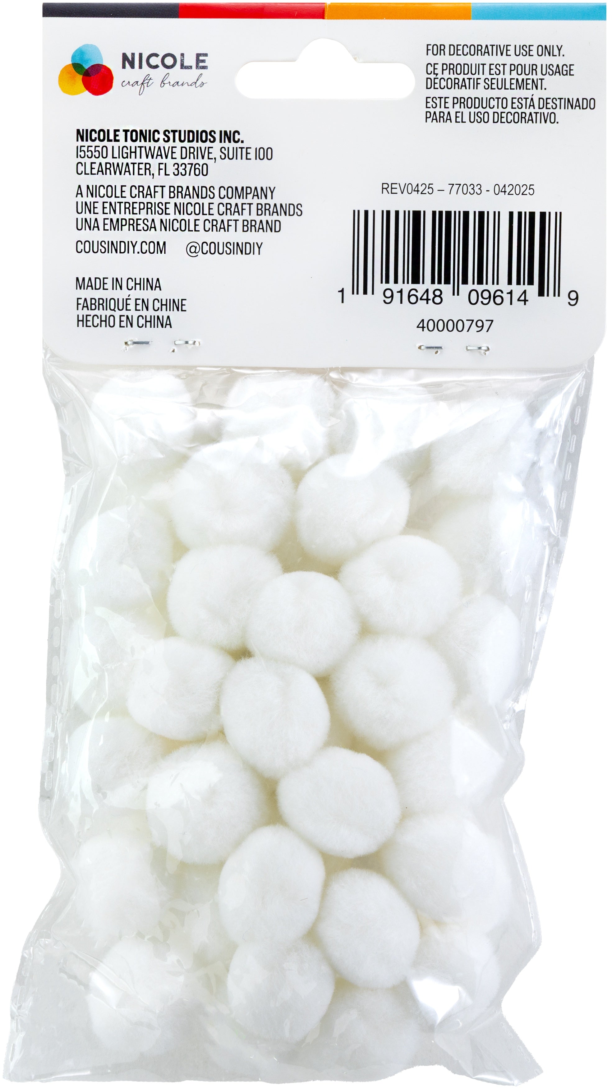 Pom-Poms .75" Inch 45/Pkg White