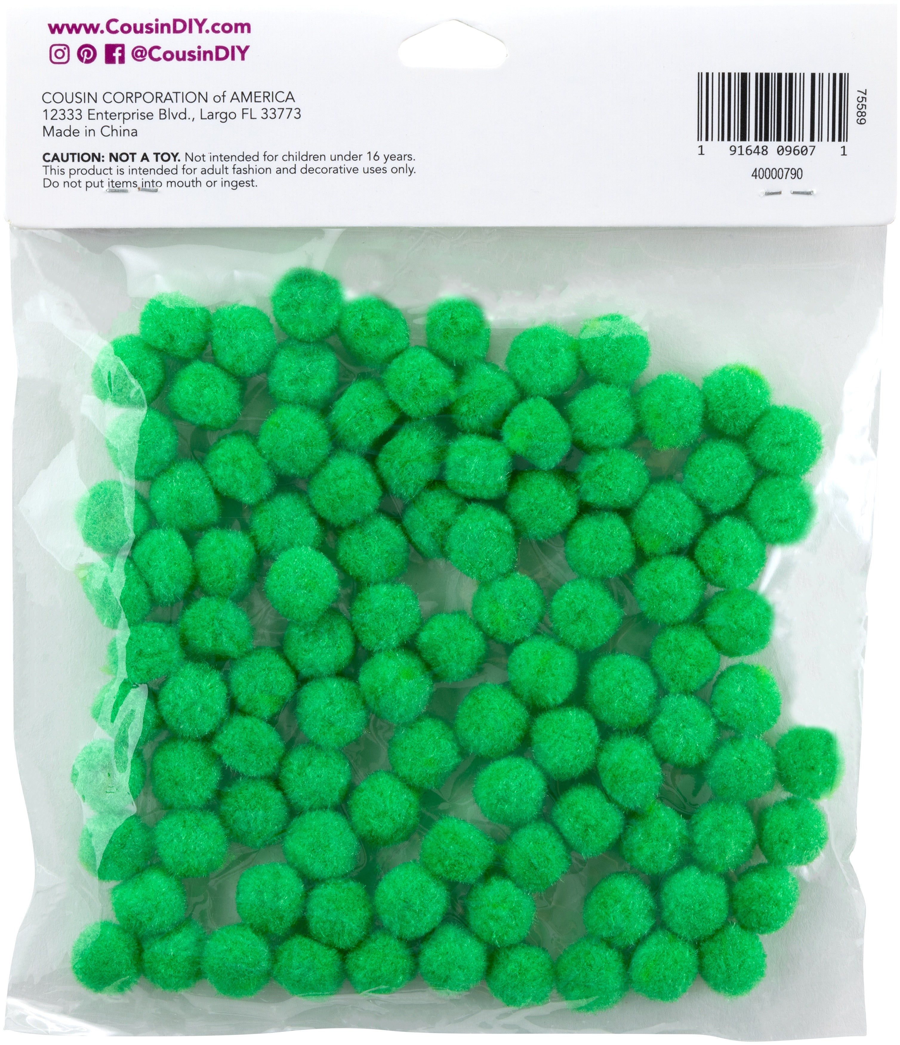 Pom-Poms .5" 100/Pkg Kelly Green