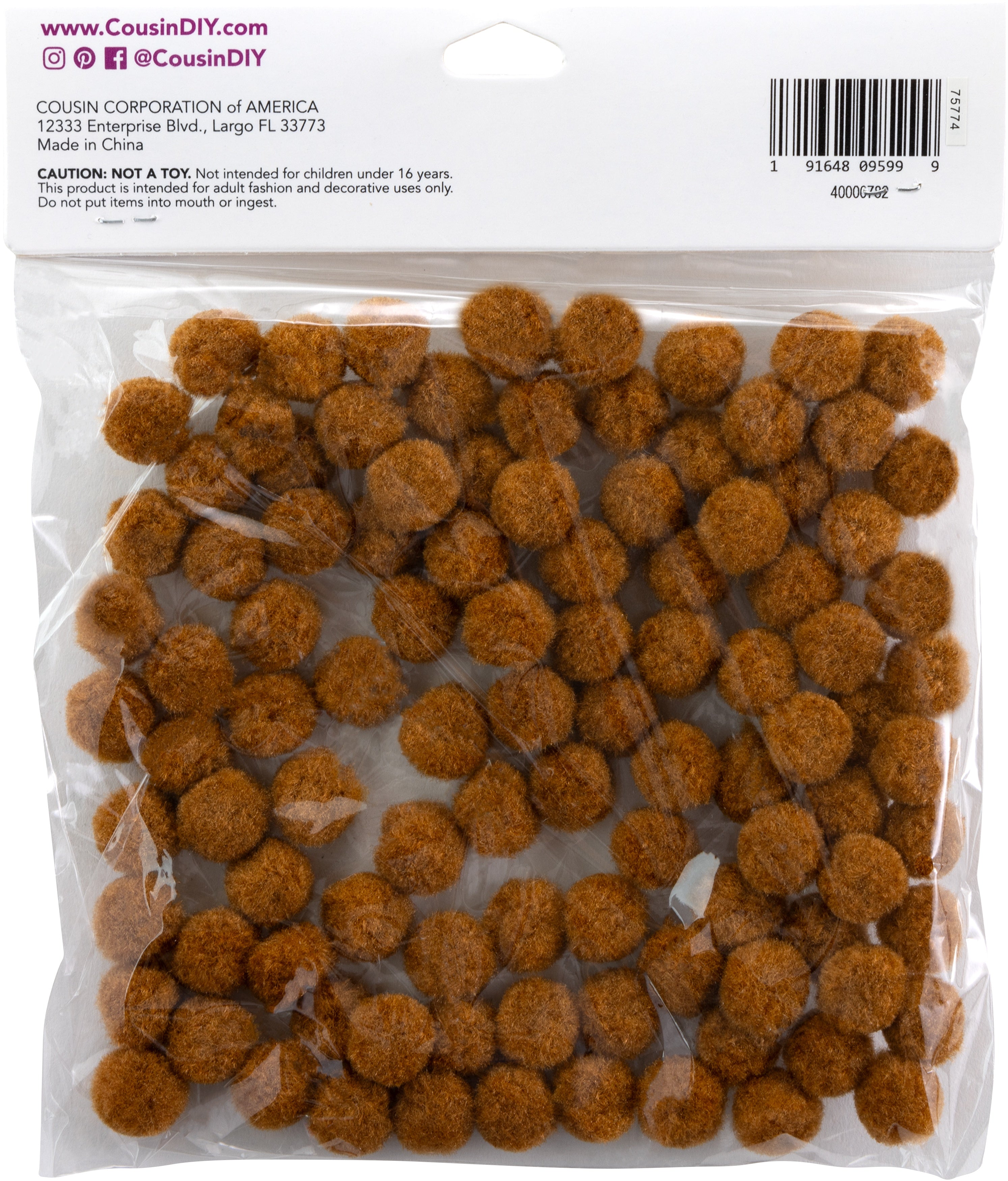 Pom-Poms .5" 100/Pkg Brown