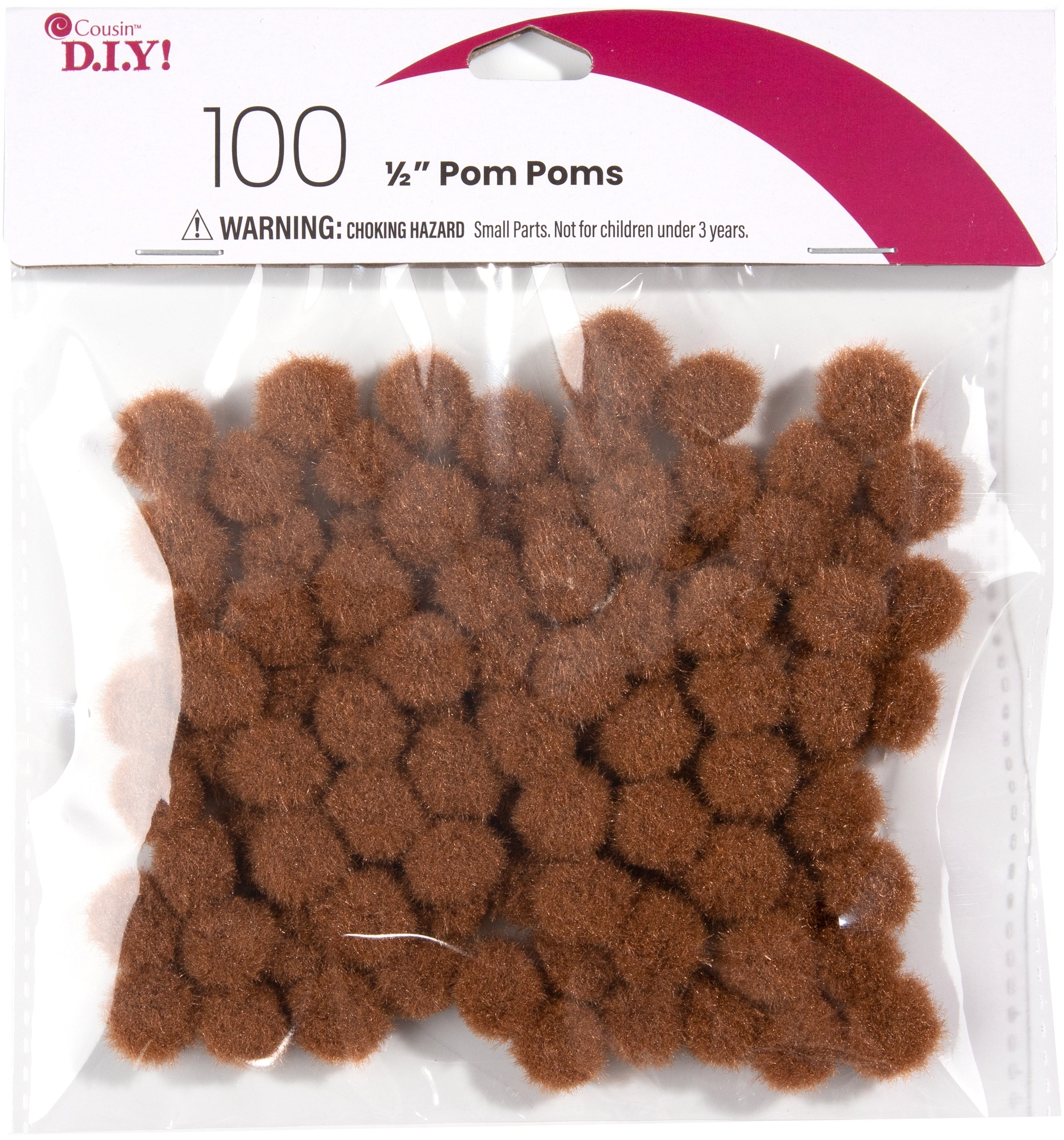 Pom-Poms .5" 100/Pkg Brown