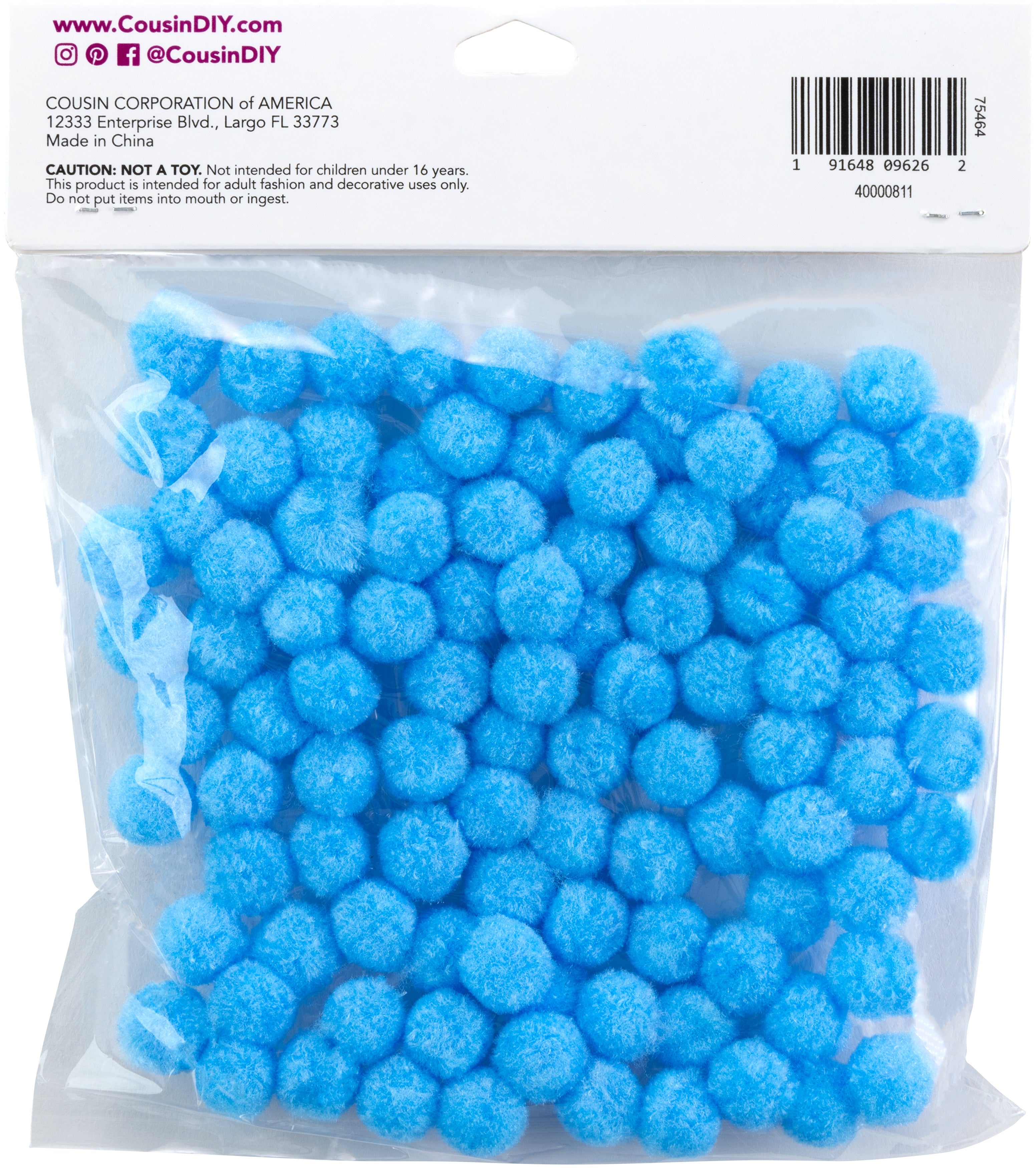 Pom-Poms .5" 100/Pkg Light Blue