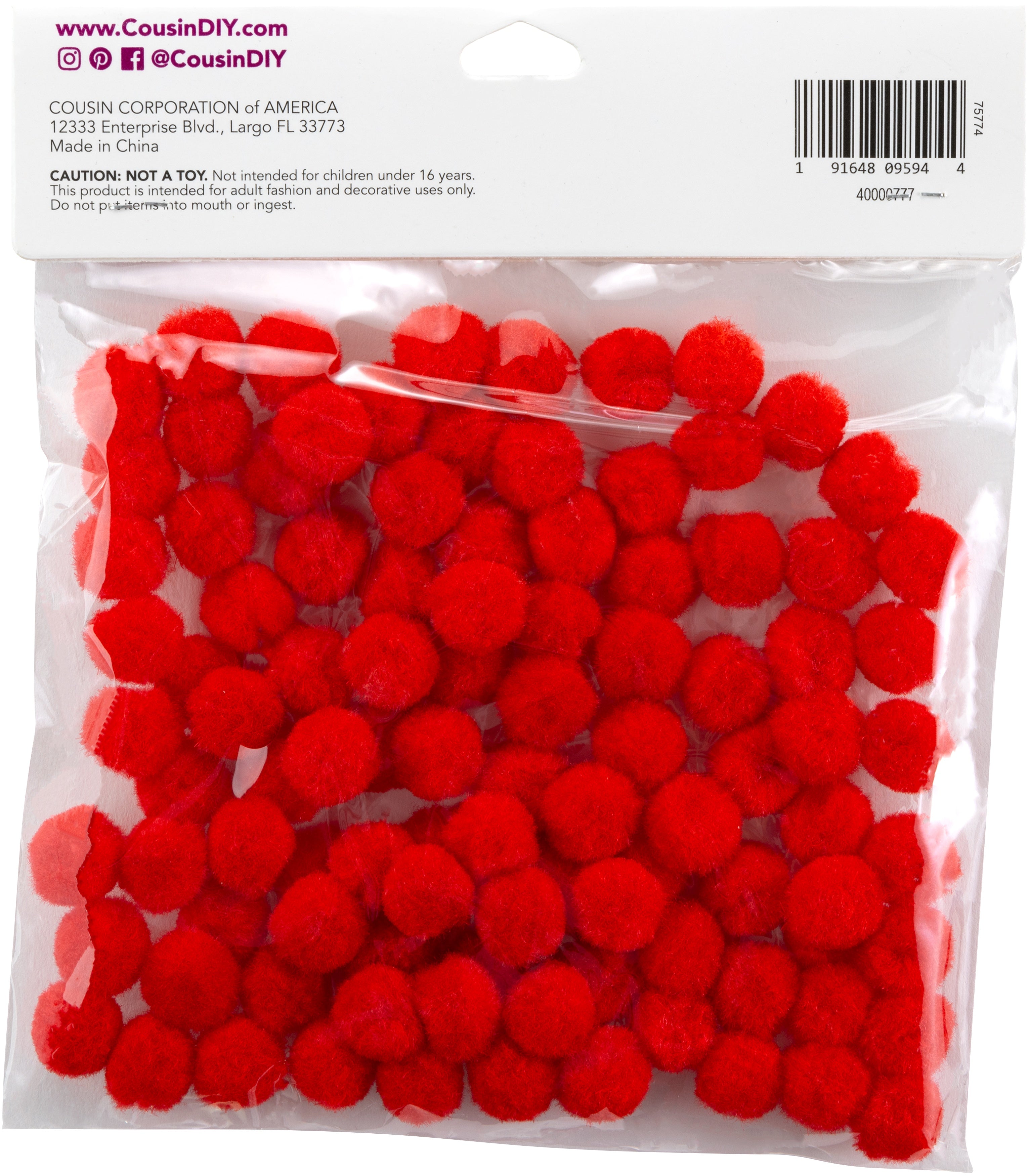 Pom-Poms .5" 100/Pkg Red