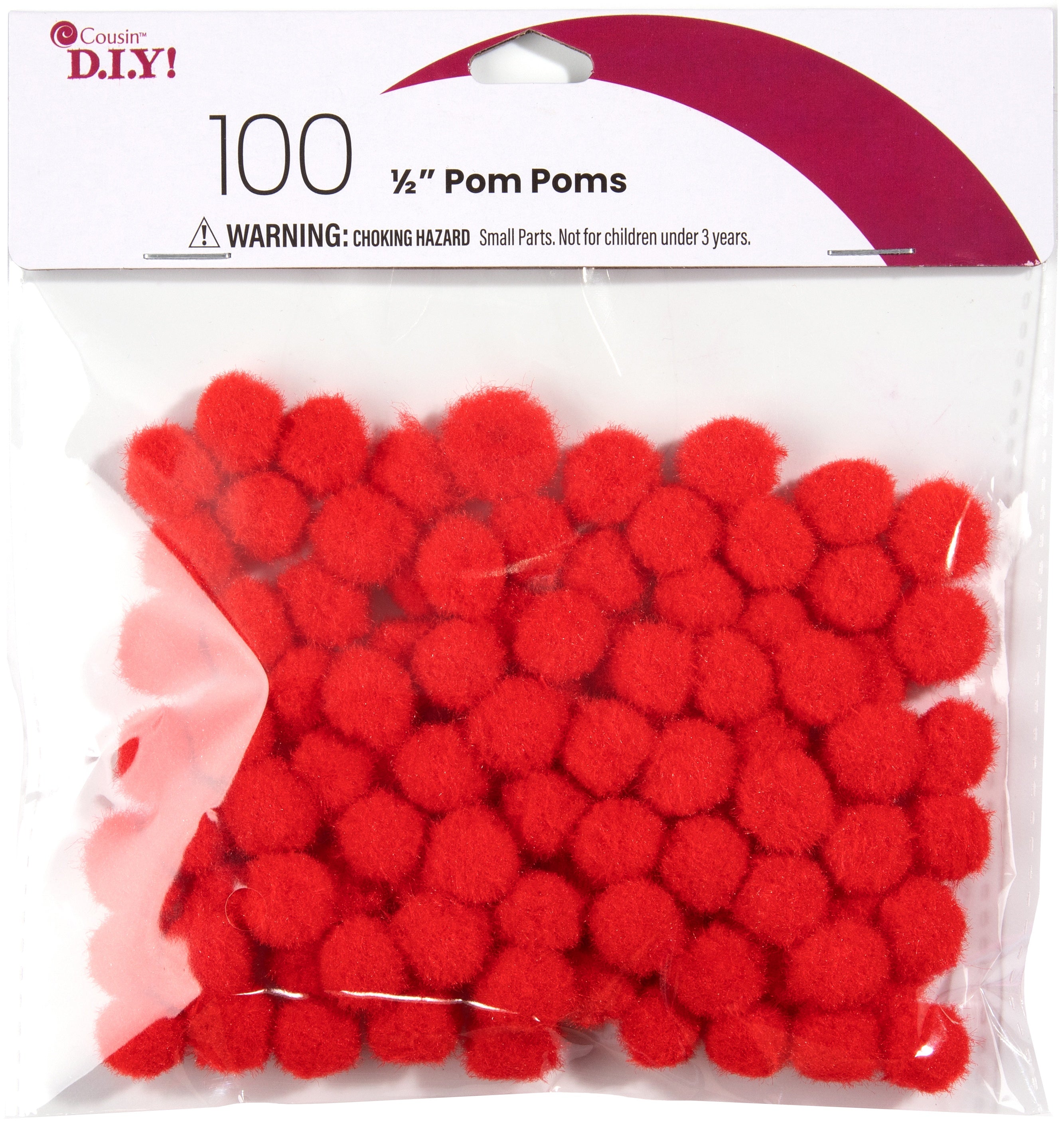 Pom-Poms .5" 100/Pkg Red