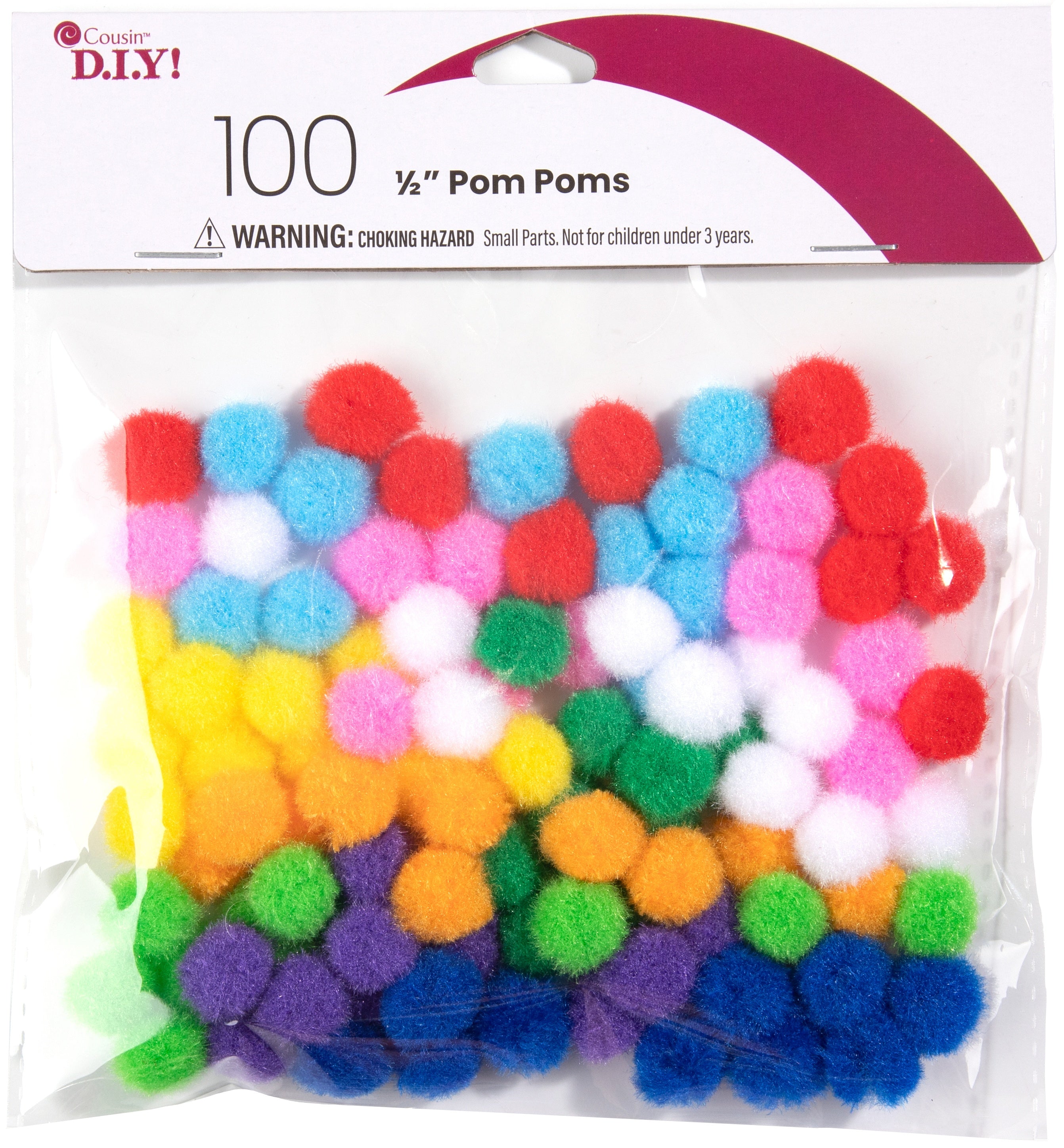 Pom-Poms .5" 100/Pkg Multi-Colored